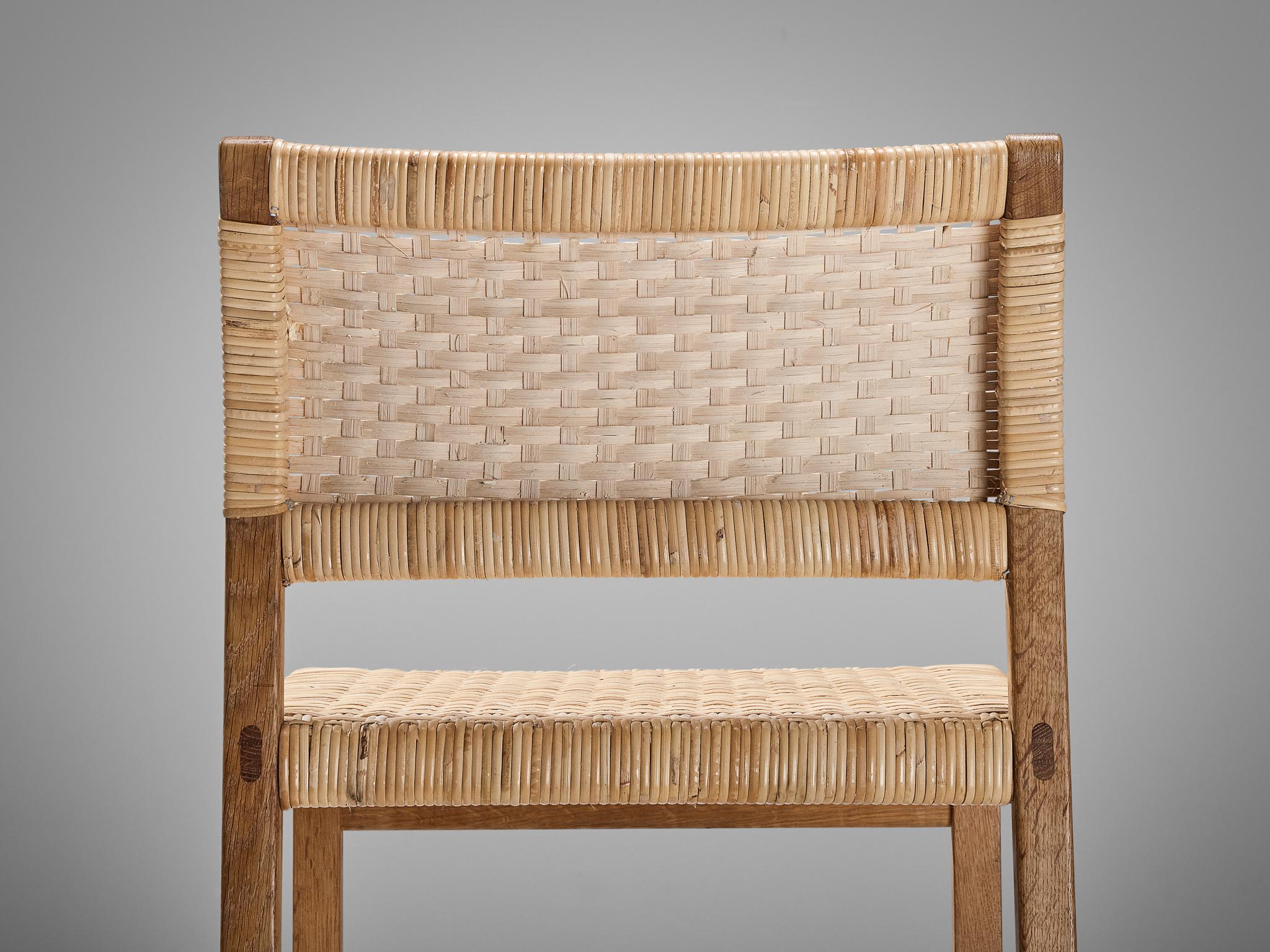 Børge Mogensen for Fredericia Dining Chair in Oak and Cane Wicker For Sale 2