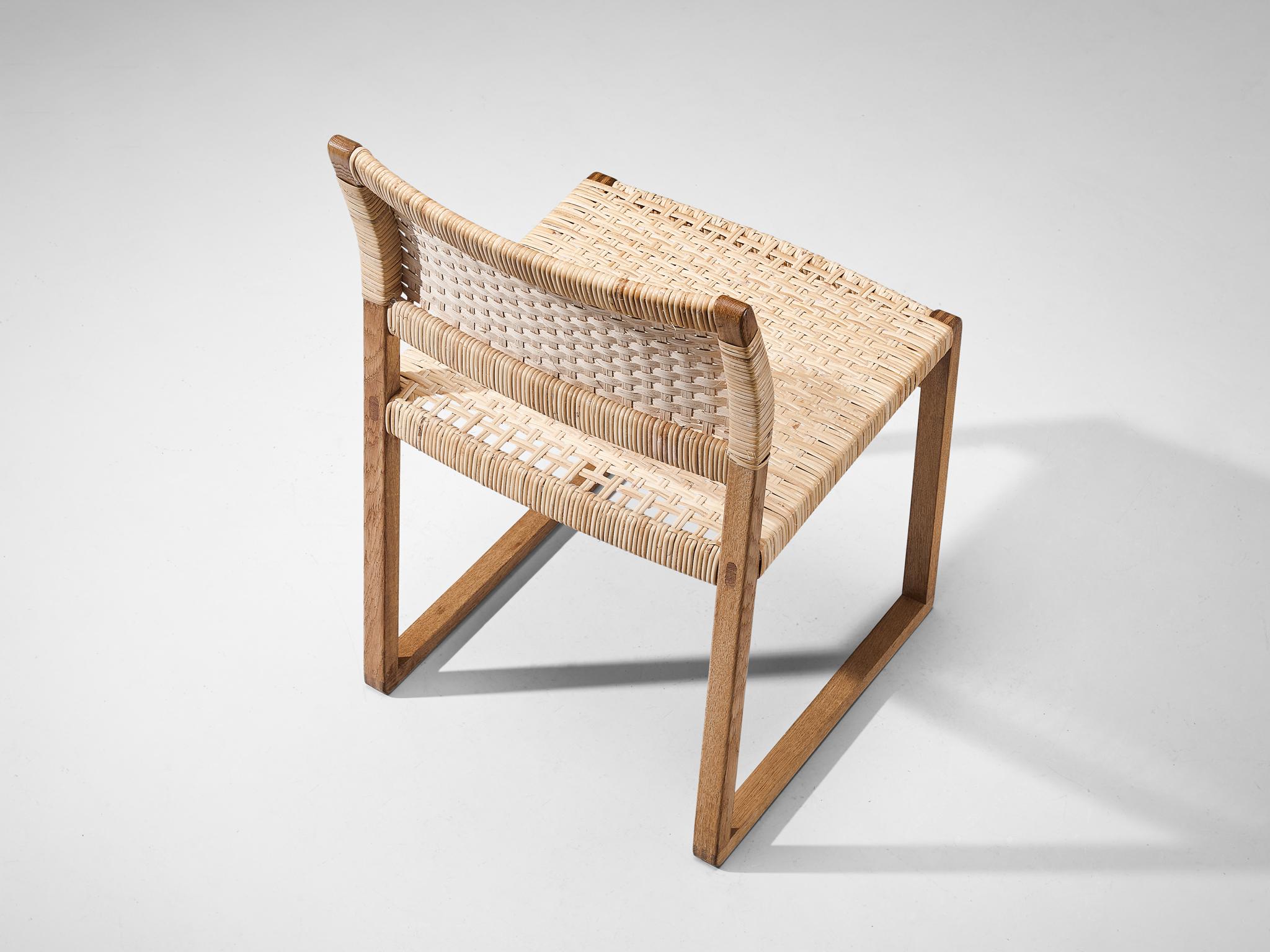 Børge Mogensen for Fredericia Dining Chair in Oak and Cane Wicker For Sale 3