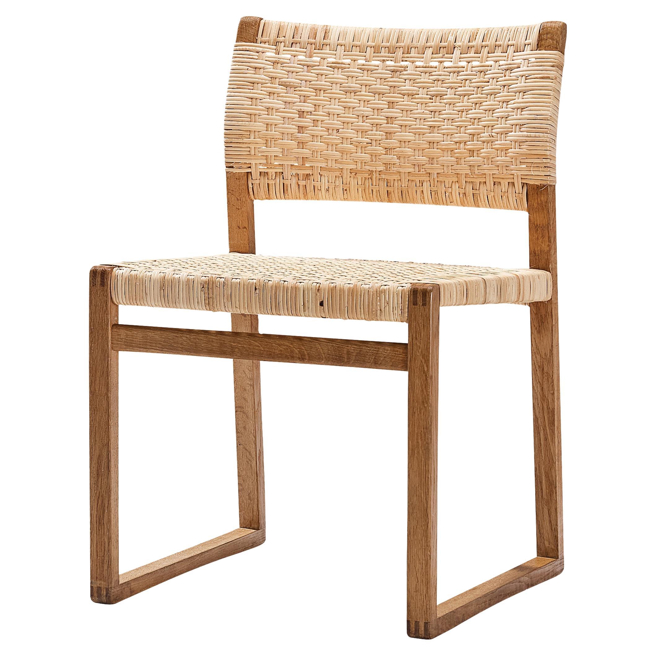 Børge Mogensen for Fredericia Dining Chair in Oak and Cane Wicker For Sale