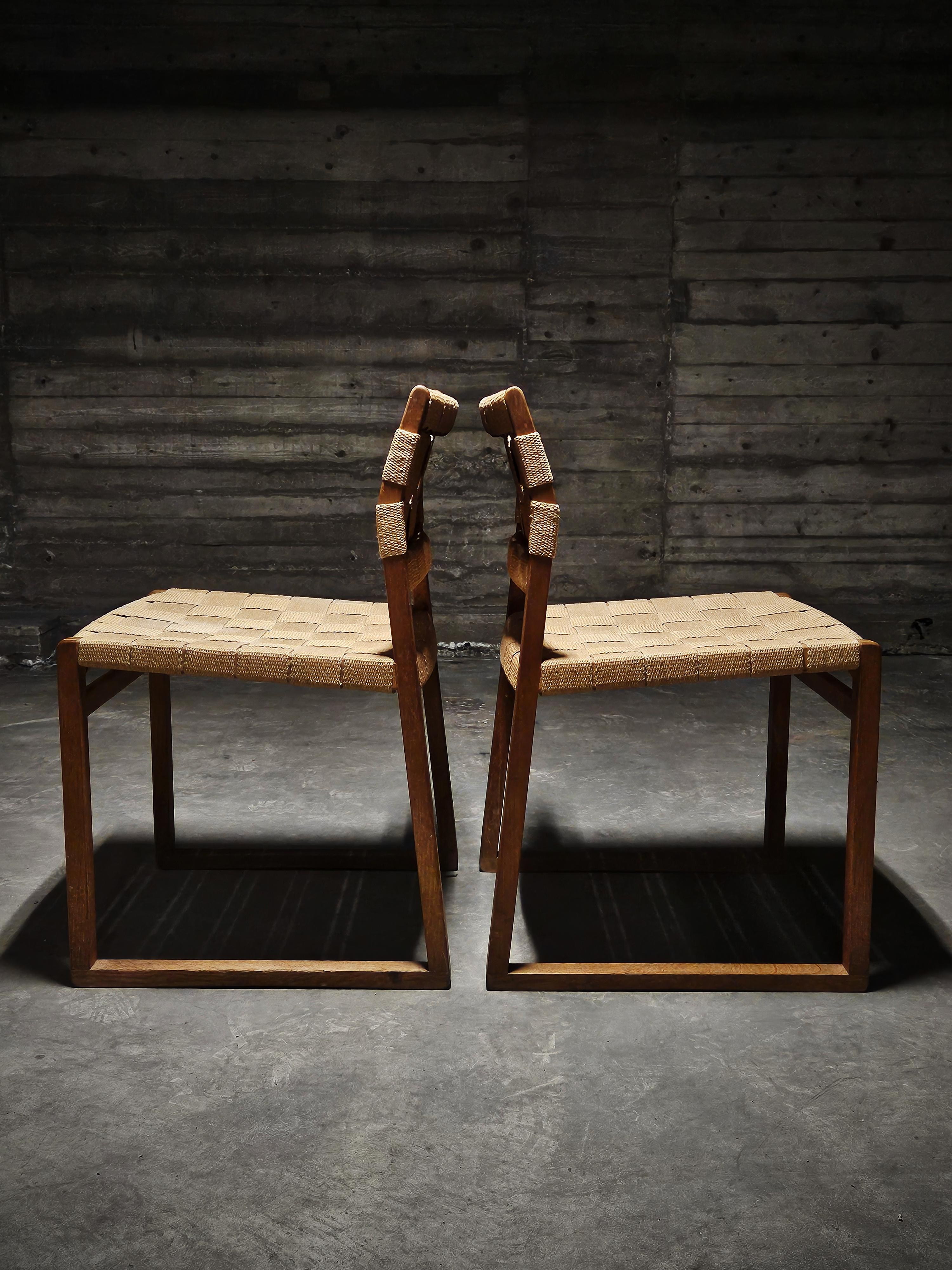 Børge Mogensen for Fredericia Dining Chairs ‘BM 61’, Denmark, 1950s In Fair Condition For Sale In Eskilstuna, SE