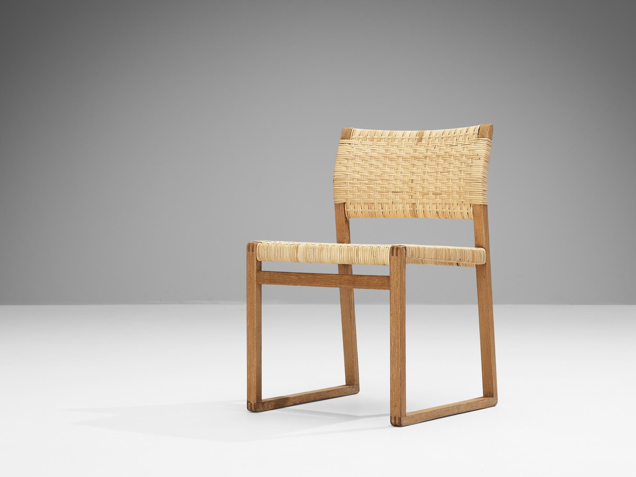 Scandinavian Modern Børge Mogensen for Fredericia Dining Chairs ‘BM 61’ in Oak and Cane  For Sale