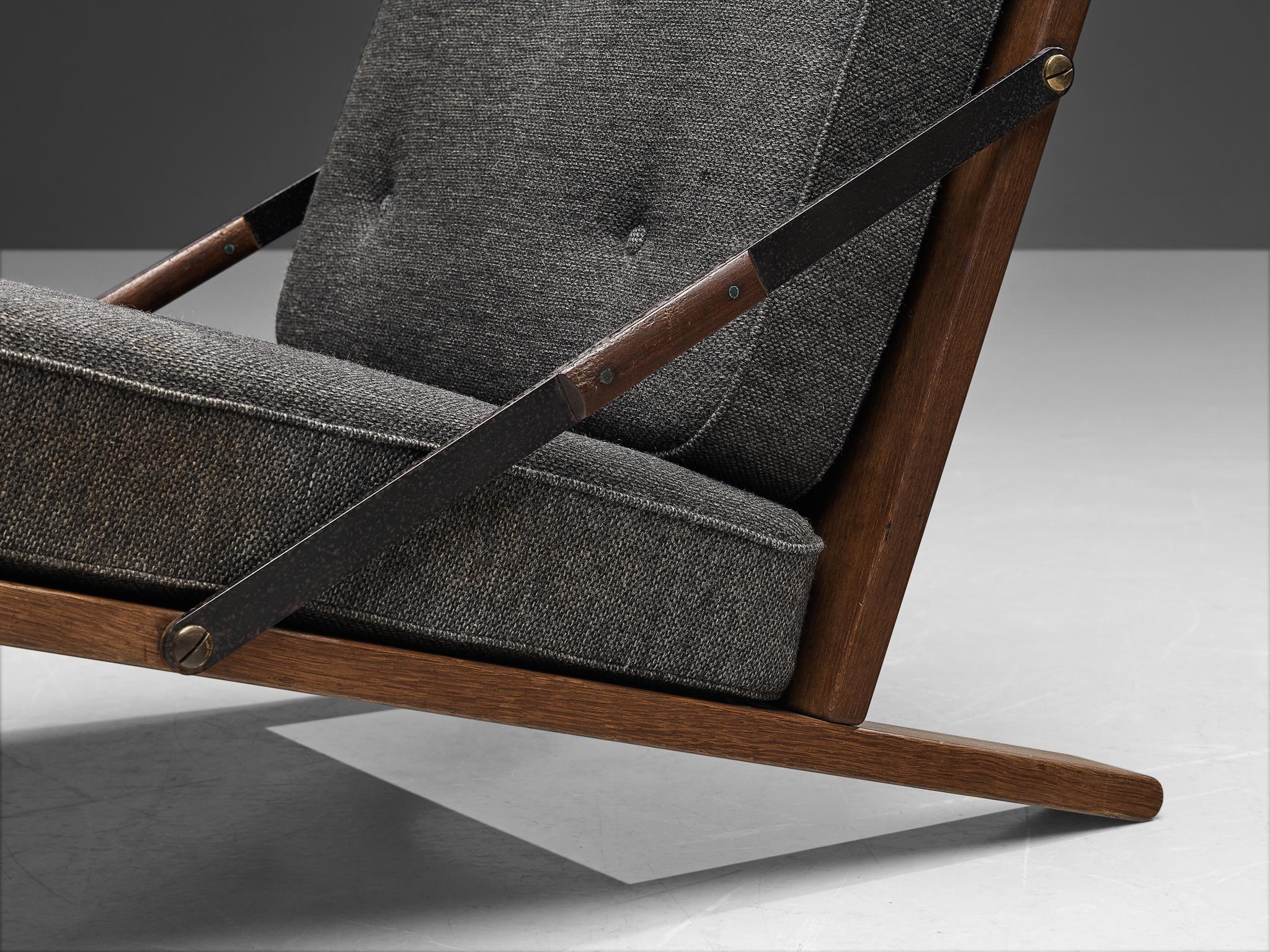 Danish Børge Mogensen for Fredericia Hunting Chair in Oak and Woolen Upholstery For Sale