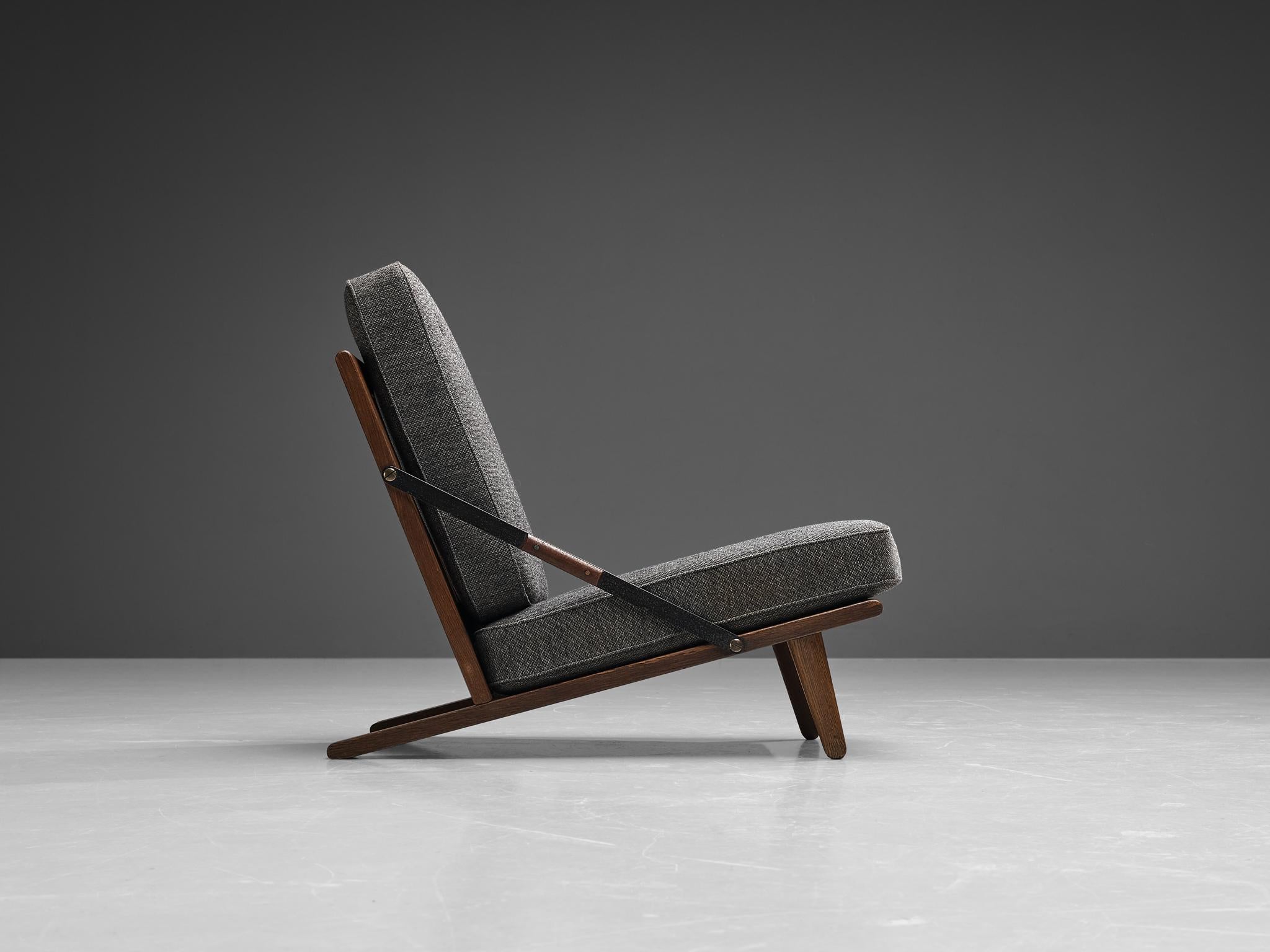 Metal Børge Mogensen for Fredericia Hunting Chair in Oak and Woolen Upholstery For Sale