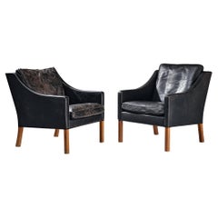 Børge Mogensen for Fredericia Pair of Armchairs in Mahogany and Leather