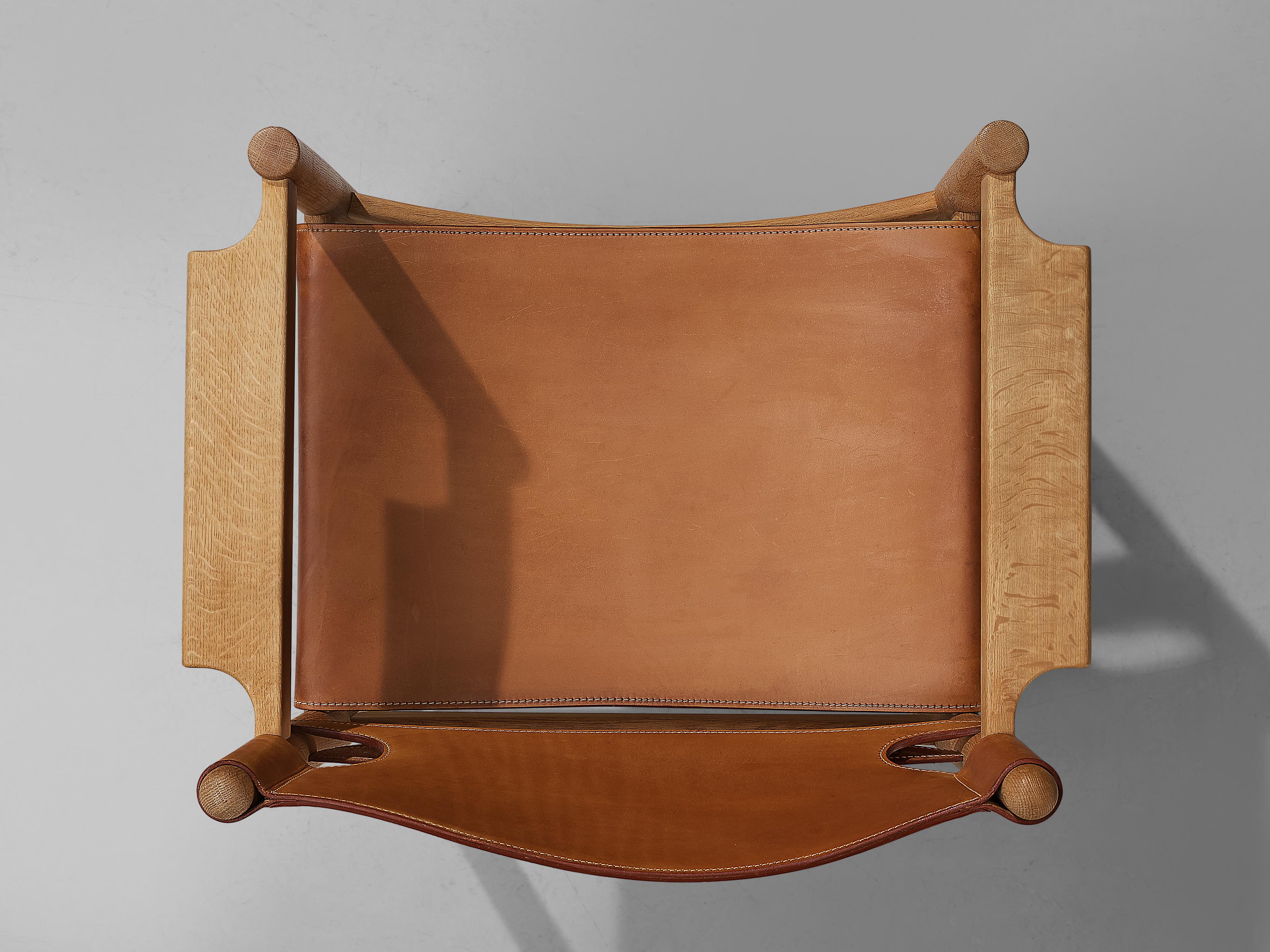 Børge Mogensen for Fredericia Pair of Armchairs in Oak and Cognac Leather 3
