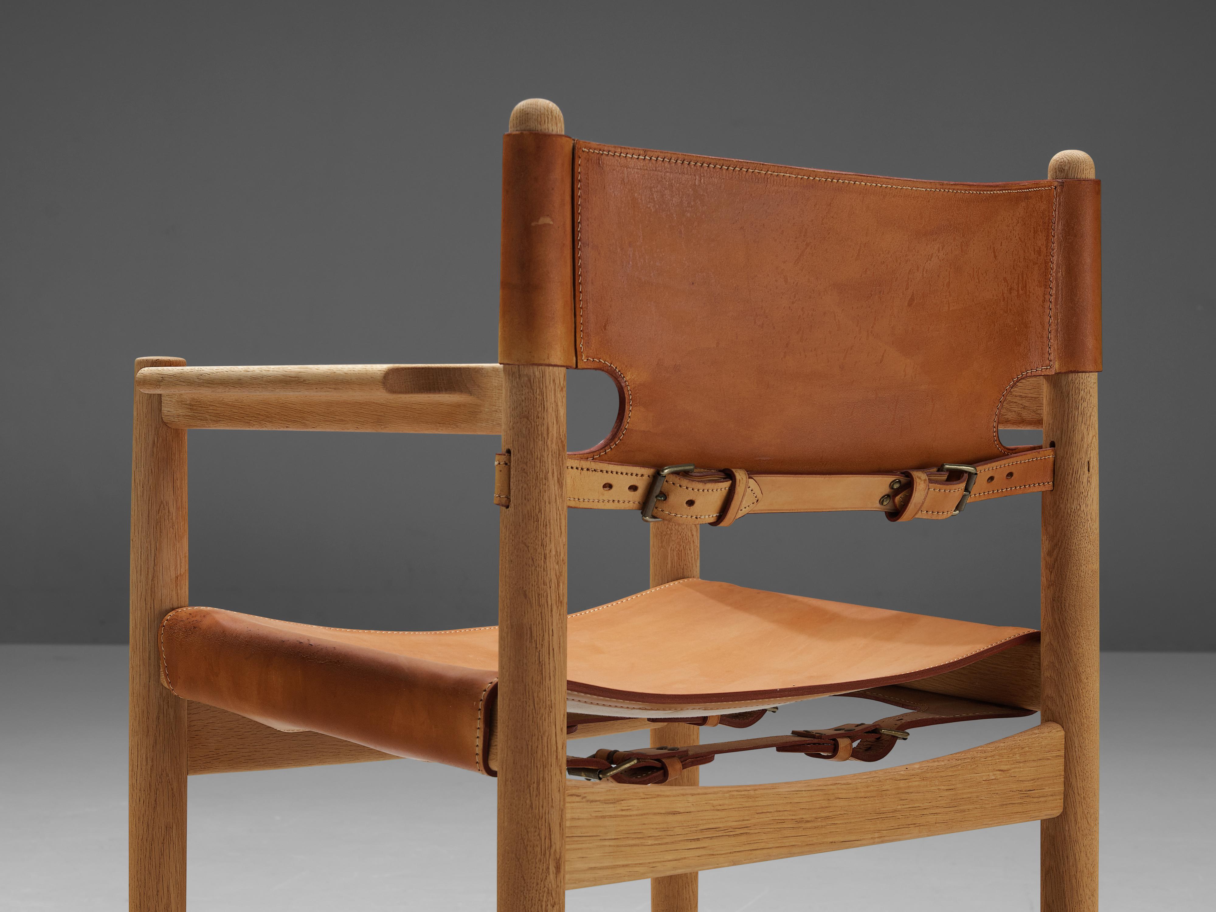 Børge Mogensen for Fredericia Pair of Armchairs in Oak and Cognac Leather In Good Condition In Waalwijk, NL