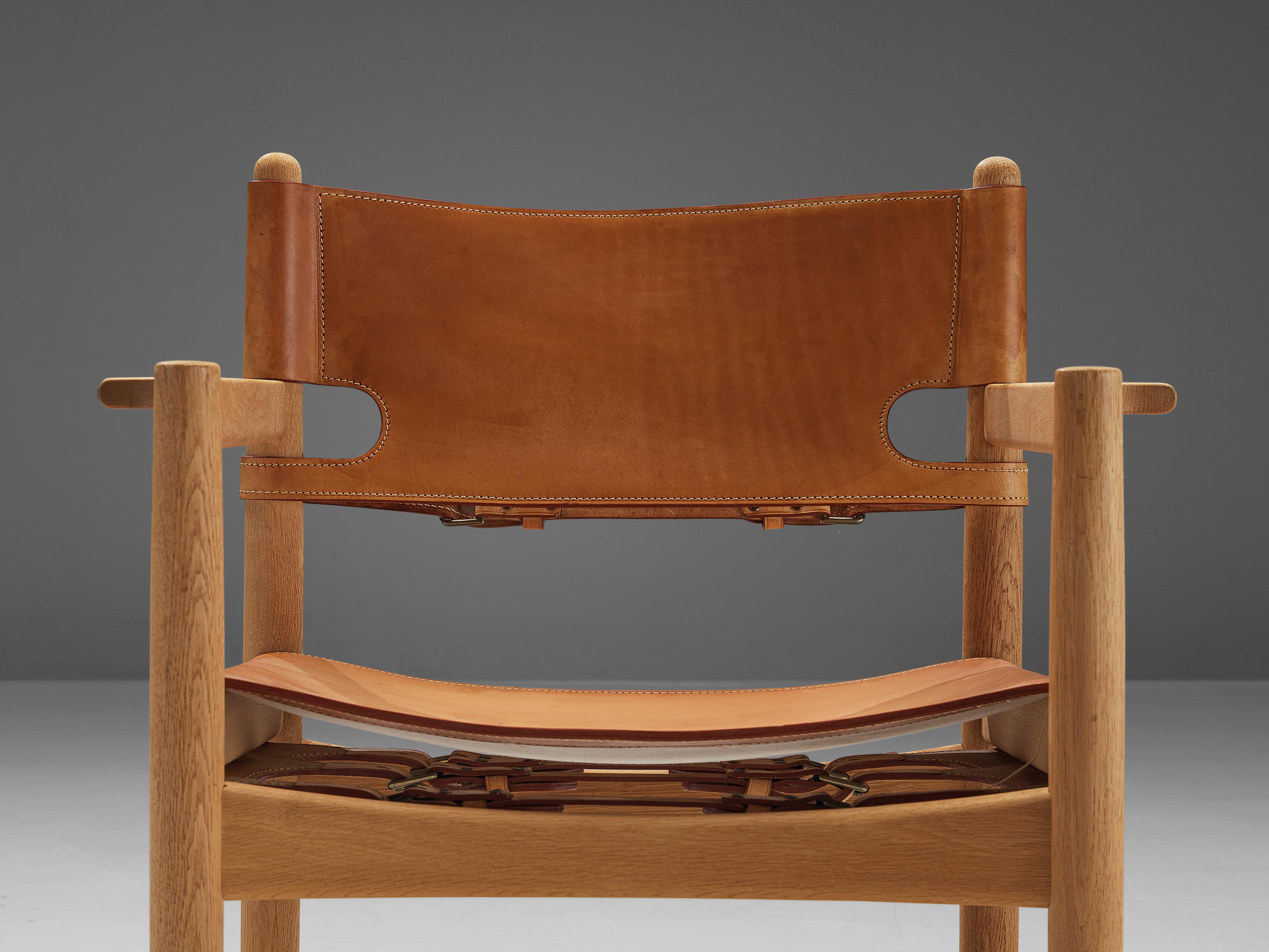 Mid-20th Century Børge Mogensen for Fredericia Pair of Armchairs in Oak and Cognac Leather