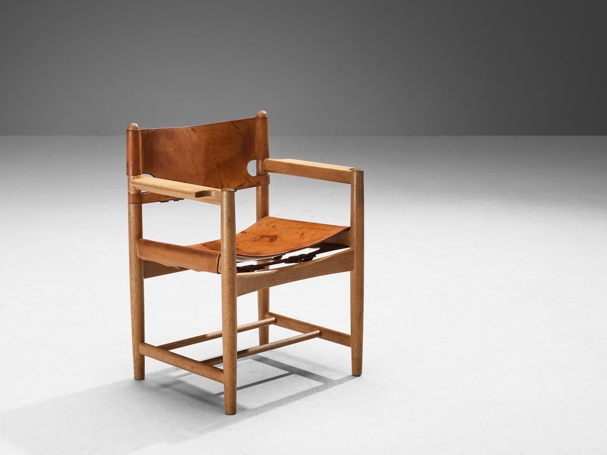 Scandinave moderne Børge Mogensen pour Fredericia Paire de fauteuils en chêne et cuir en vente