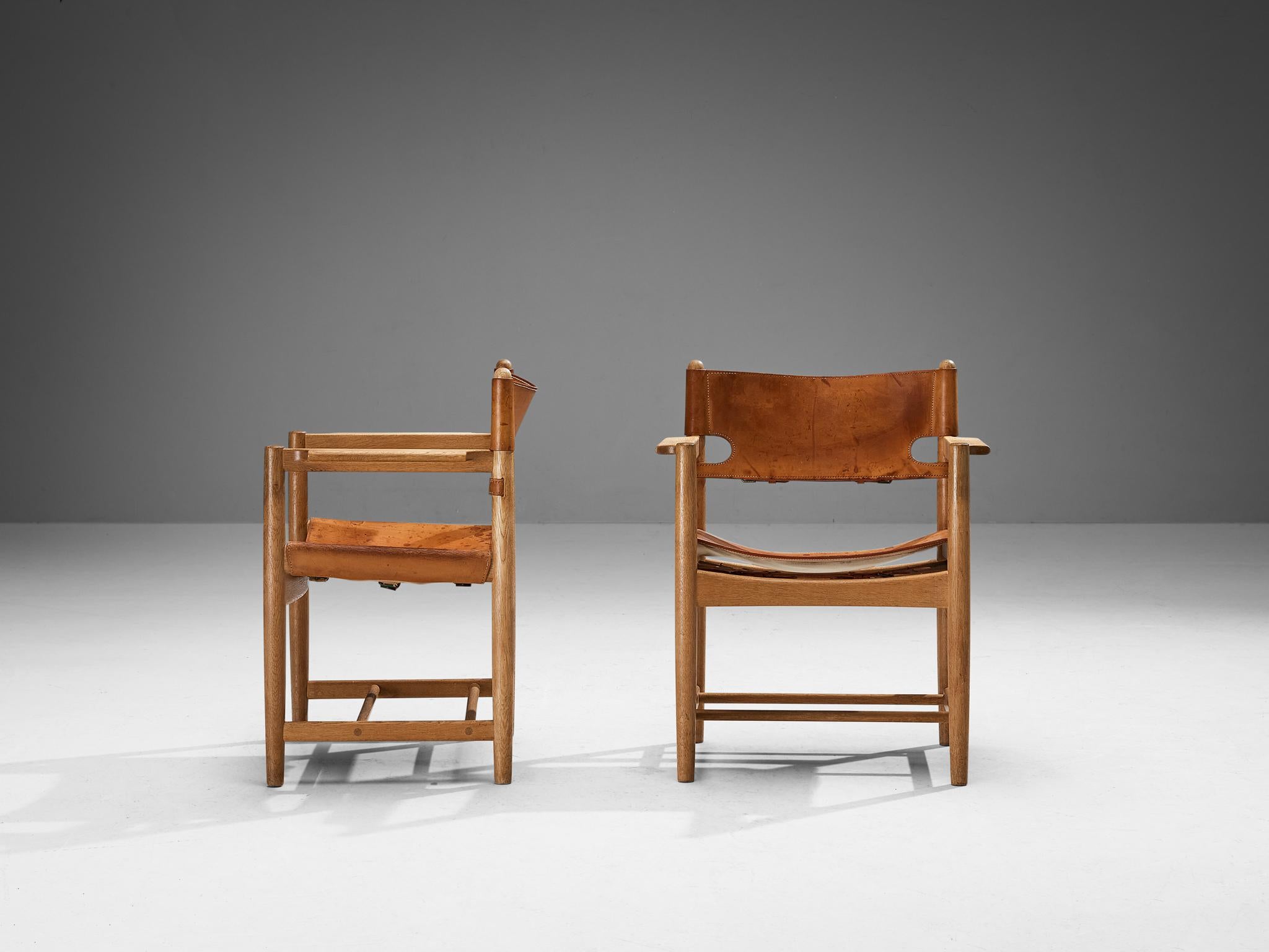 Børge Mogensen for Fredericia Pair of Armchairs in Oak and Leather For Sale 1