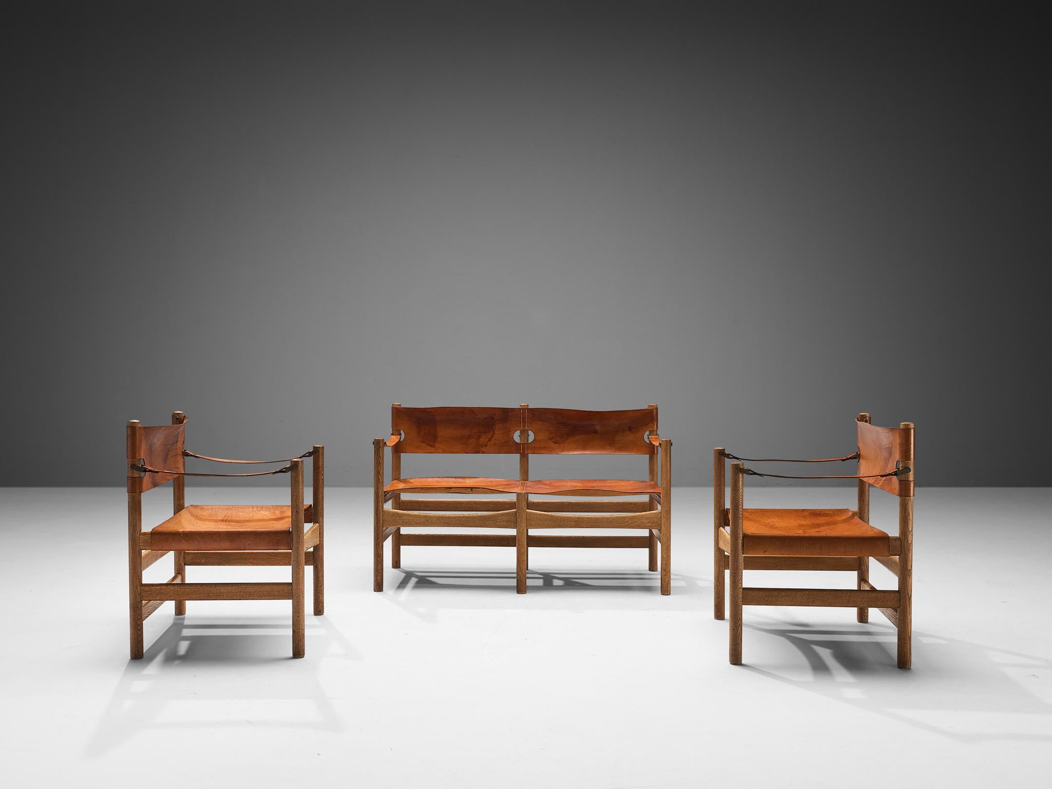 Børge Mogensen for Fredericia ‘Safari’ Sofa in Saddle Leather and Oak For Sale 5