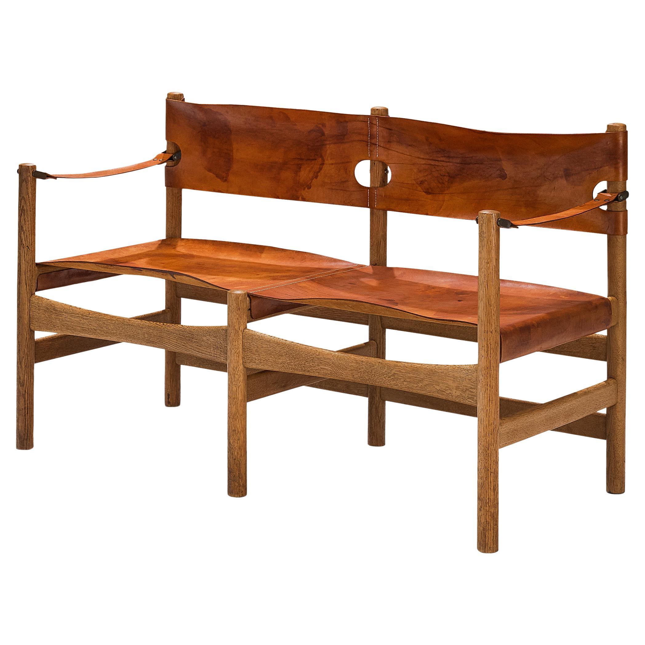 Børge Mogensen for Fredericia Canapé 'Safari' en cuir Saddle et Oak en vente