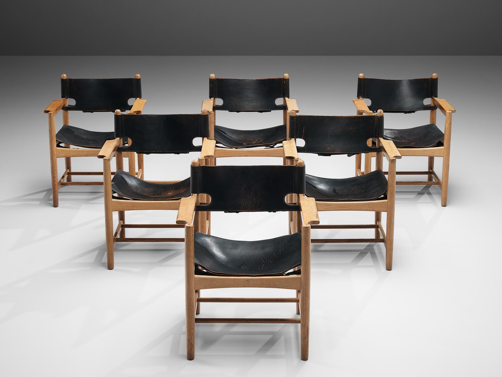 Mid-Century Modern Børge Mogensen for Fredericia Stolefabrik Set of 'Spanish' Dining Chairs in Oak 