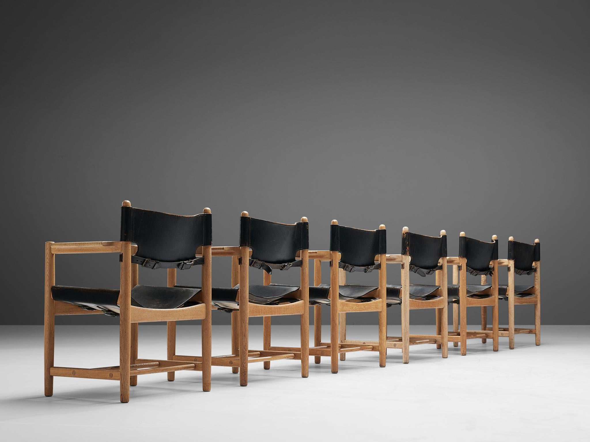 Mid-20th Century Børge Mogensen for Fredericia Stolefabrik Set of 'Spanish' Dining Chairs in Oak 
