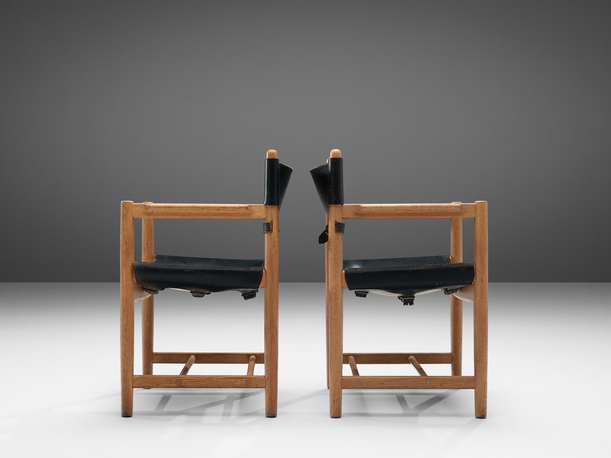 Leather Børge Mogensen for Fredericia Stolefabrik Set of 'Spanish' Dining Chairs in Oak 