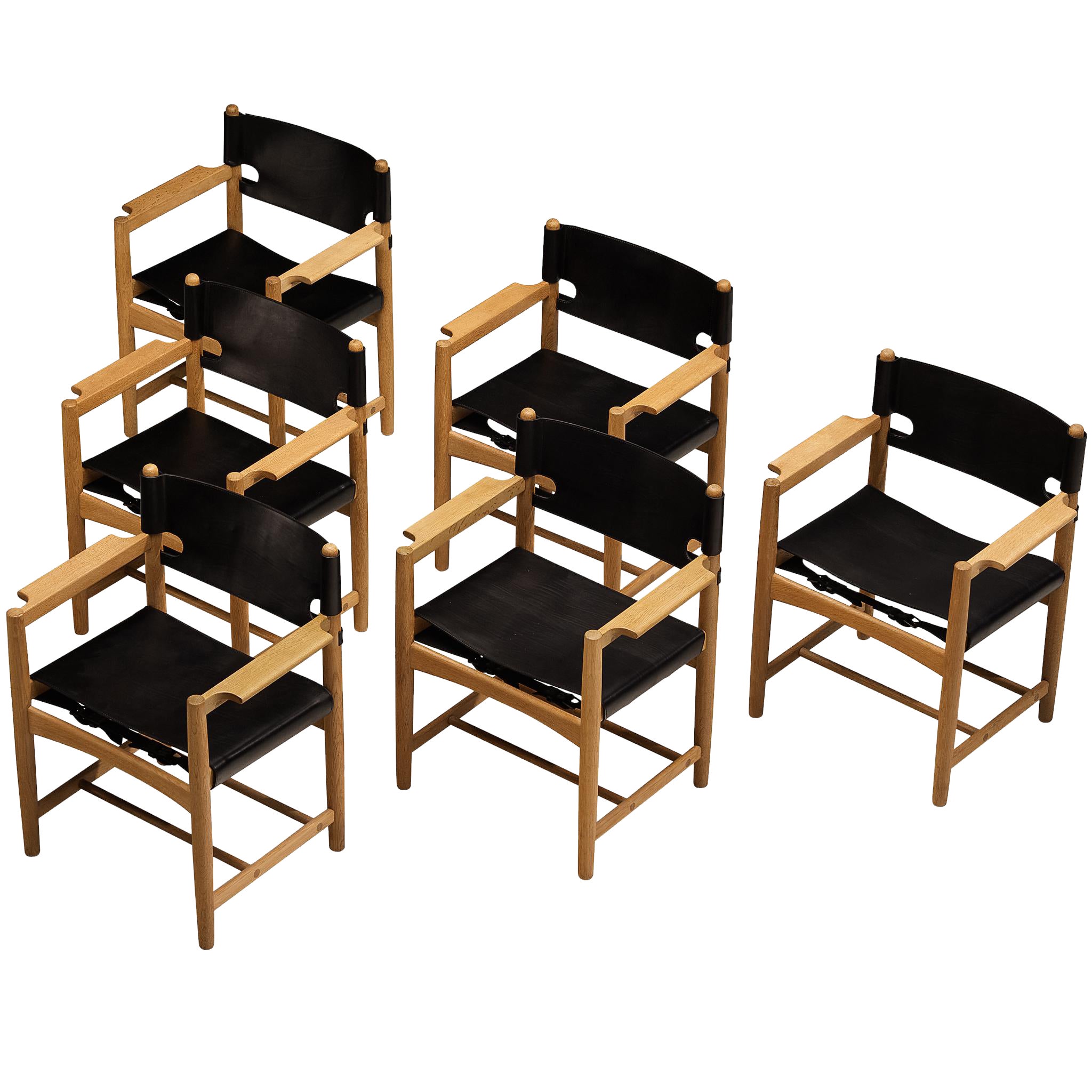 Børge Mogensen per Fredericia Stolefabrik Set di sedie da pranzo 
spagnole
 in Oak