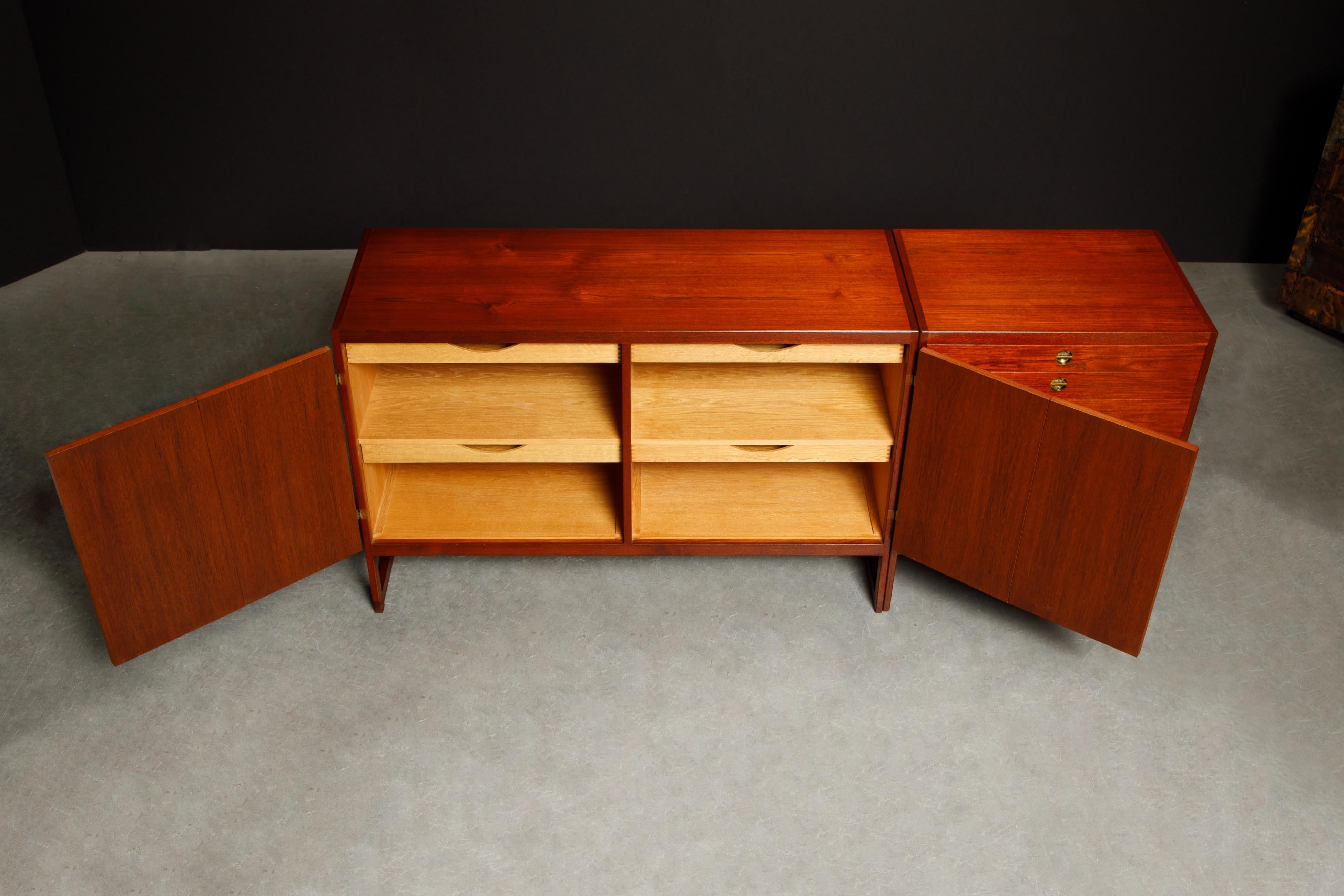 Brass Børge Mogensen for P. Lauritsen & Son Sideboard Cabinets, 1950s Denmark, Signed For Sale