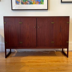 Børge Mogensen for Povl Dinesen Dry Bar Tall Cabinet Teak w Brass Detail