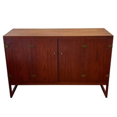 Børge Mogensen for Povl Dinesen Dry Bar Tall Cabinet Teak w Brass Detail