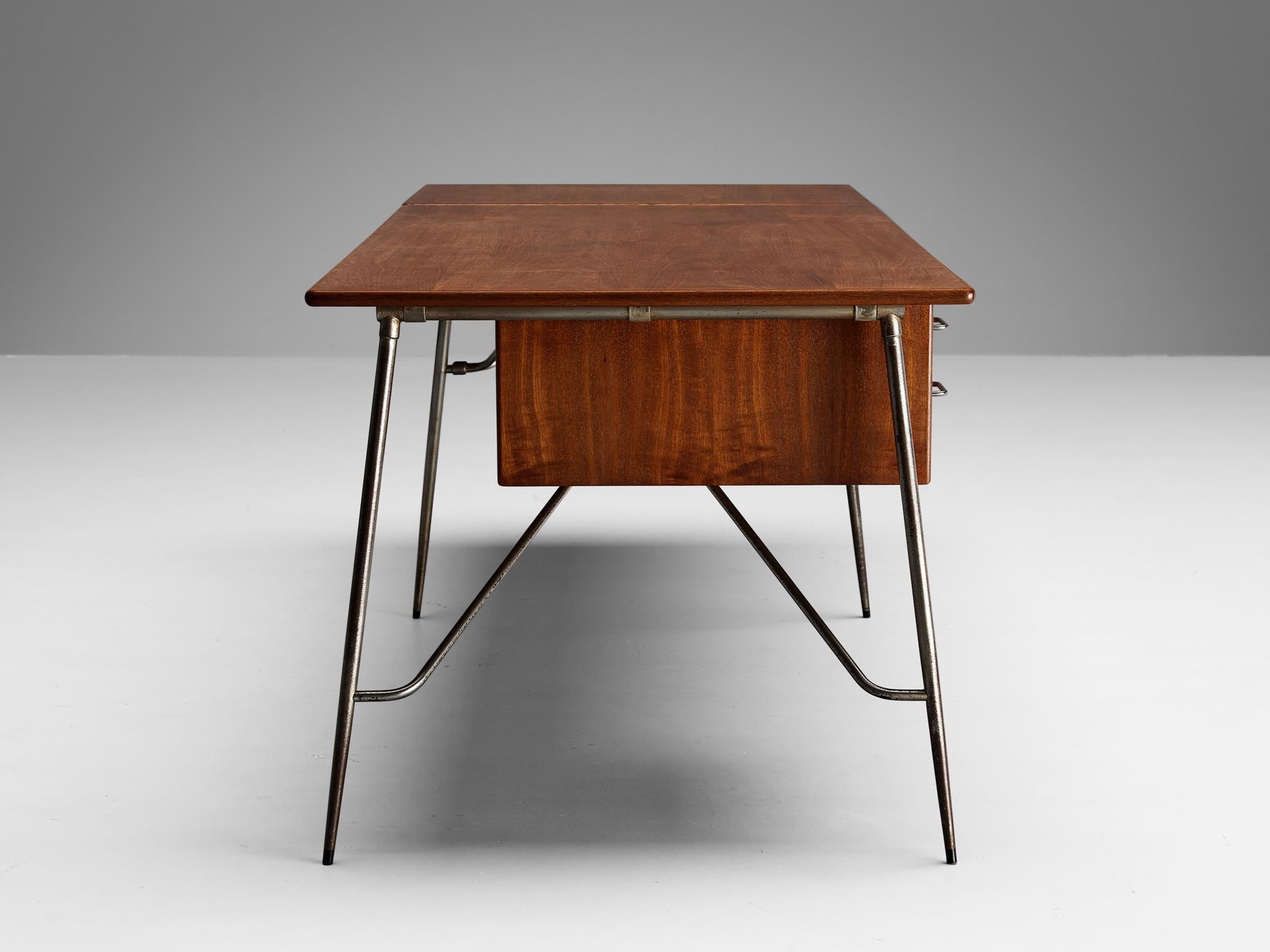 Mid-20th Century Børge Mogensen for Søborg Desk with Drop-Leaf in Teak and Steel