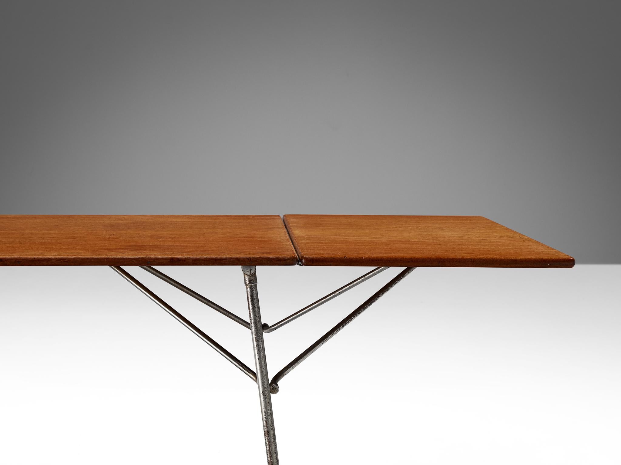 Mid-20th Century Børge Mogensen for Søborg Desk with Drop-Leaf in Teak and Steel 