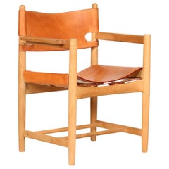 Børge Mogensen Hunting Chair 3238 Oak with Cognac Leather by Fredercia Furniture