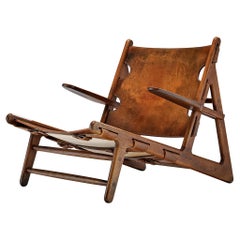 Chaise de chasse Børge Mogensen Modèle ''2229'' en cuir patiné