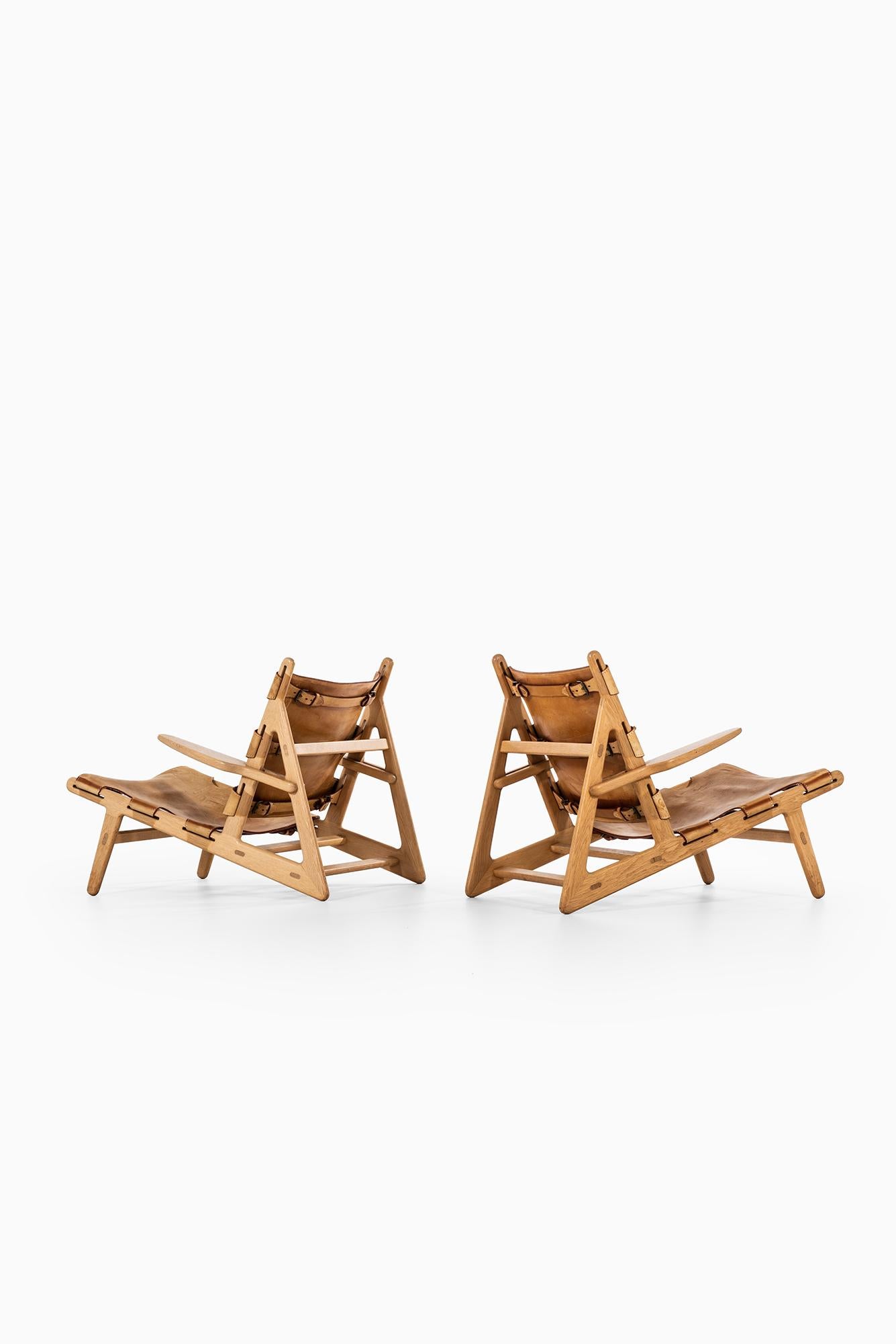 Leather Børge Mogensen Hunting Easy Chairs by Fredericia Stolefabrik in Denmark