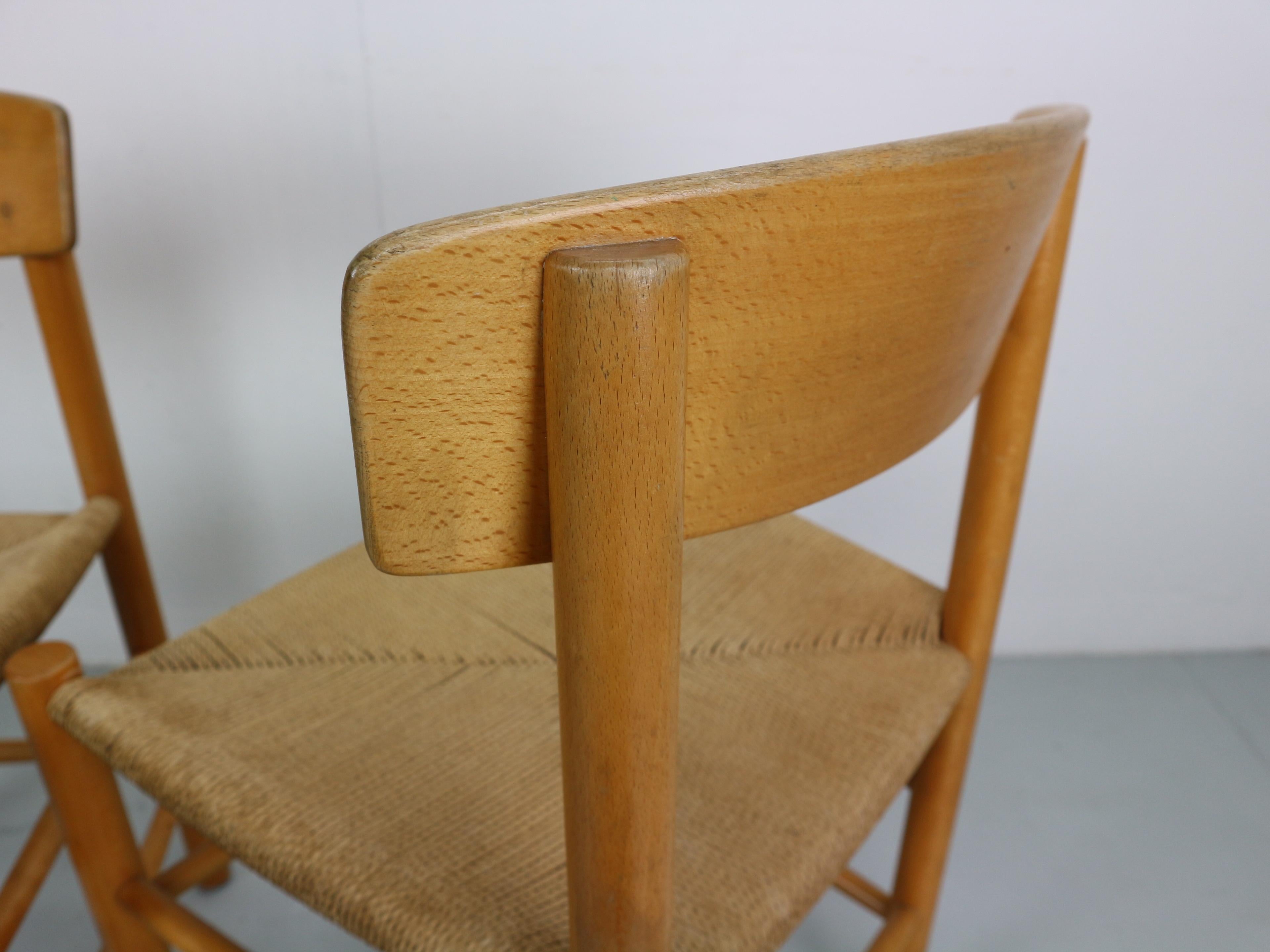 Danish Børge Mogensen J39 Vintage Dining Oak Chair Set of 2 For Sale
