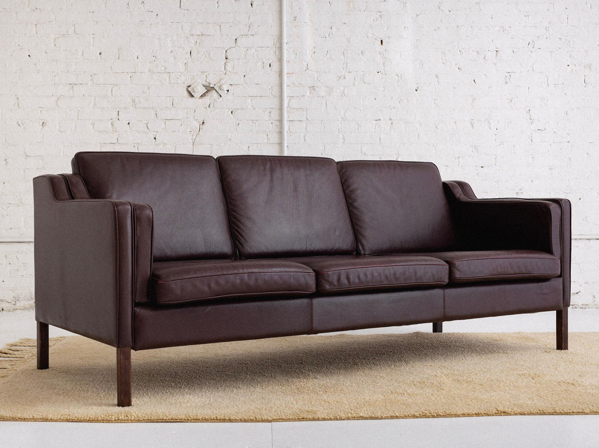 Danish Børge Mogensen Leather 2213 Sofa for Stouby