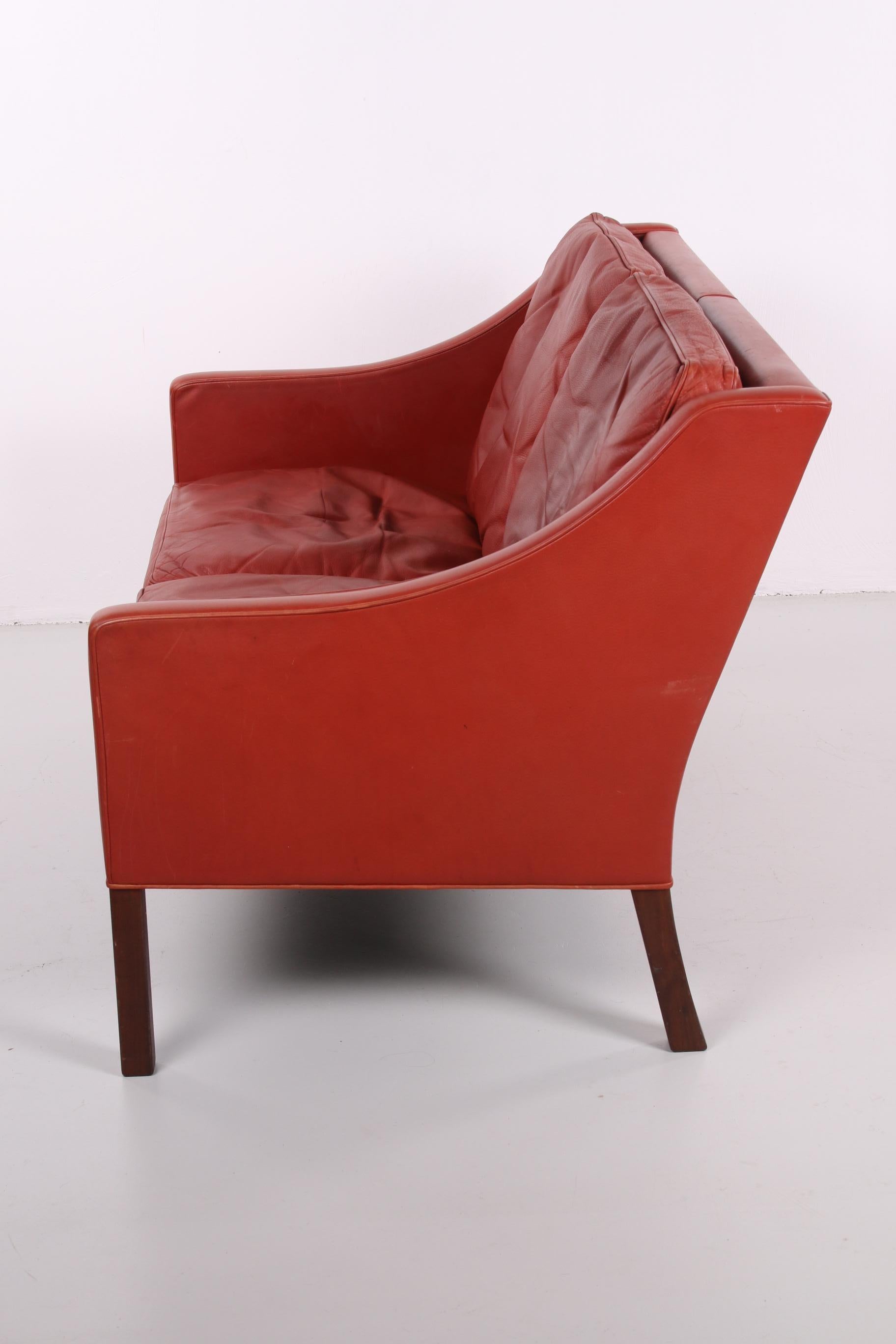 Mid-Century Modern Børge Mogensen Leather Two-Seater Made by Fredericia, 1960s