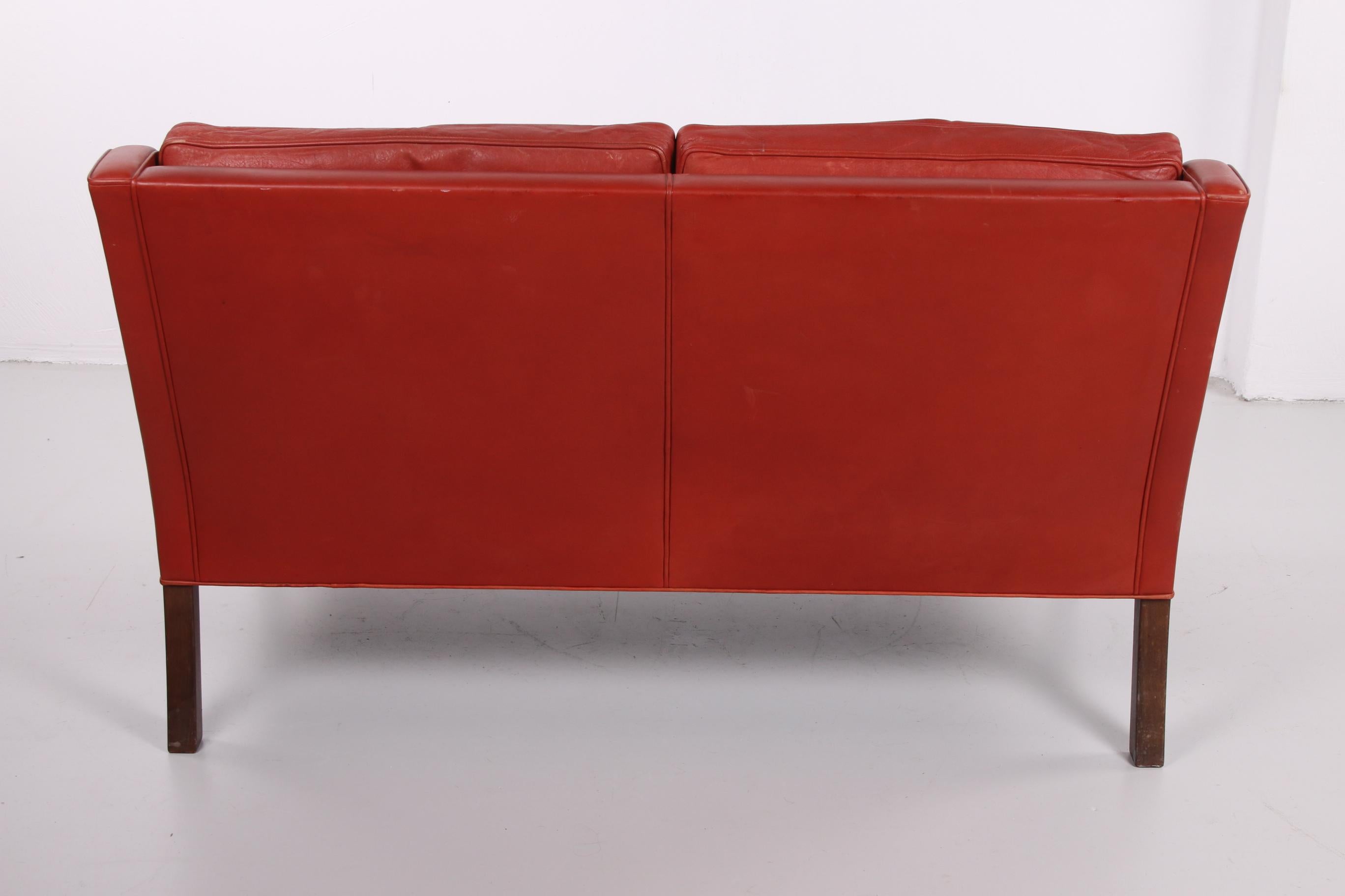 Danish Børge Mogensen Leather Two-Seater Made by Fredericia, 1960s