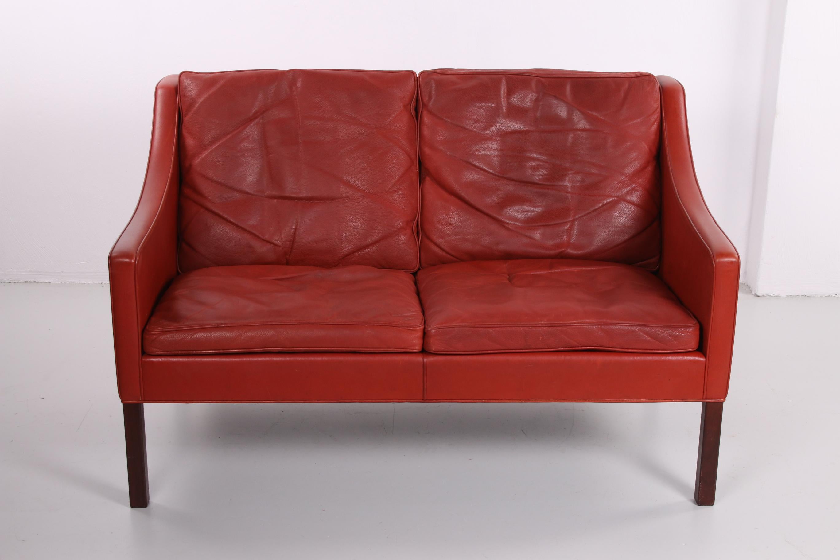 Mid-20th Century Børge Mogensen Leather Two-Seater Made by Fredericia, 1960s
