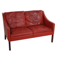 Børge Mogensen Leather Two-Seater Made by Fredericia, 1960s