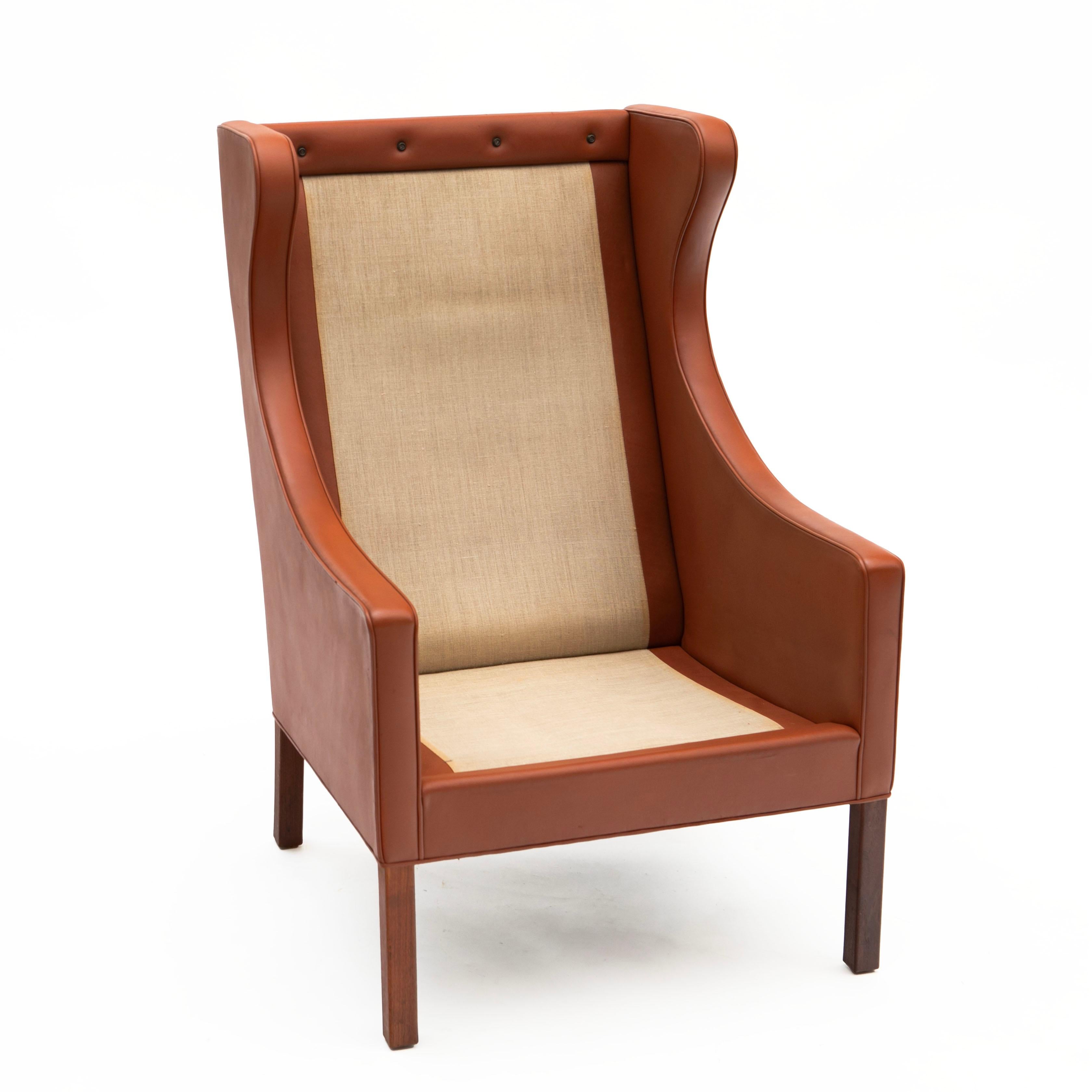 20ième siècle Børge Mogensen - Chaise à dossier en cuir brun  en vente