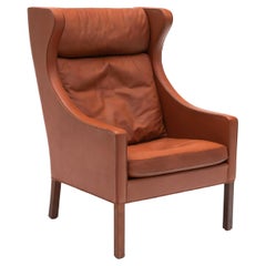 Børge Mogensen - Chaise à dossier en cuir brun 