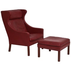 Børge Mogensen Lounge Chair 2204 and Footstool 2202