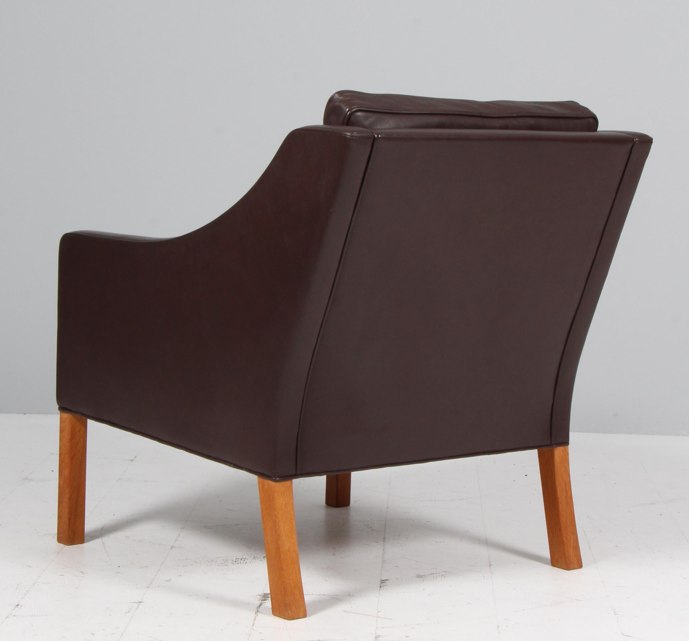 Pelle Børge Mogensen Lounge Chair, modello 2207, imbottitura originale in vendita