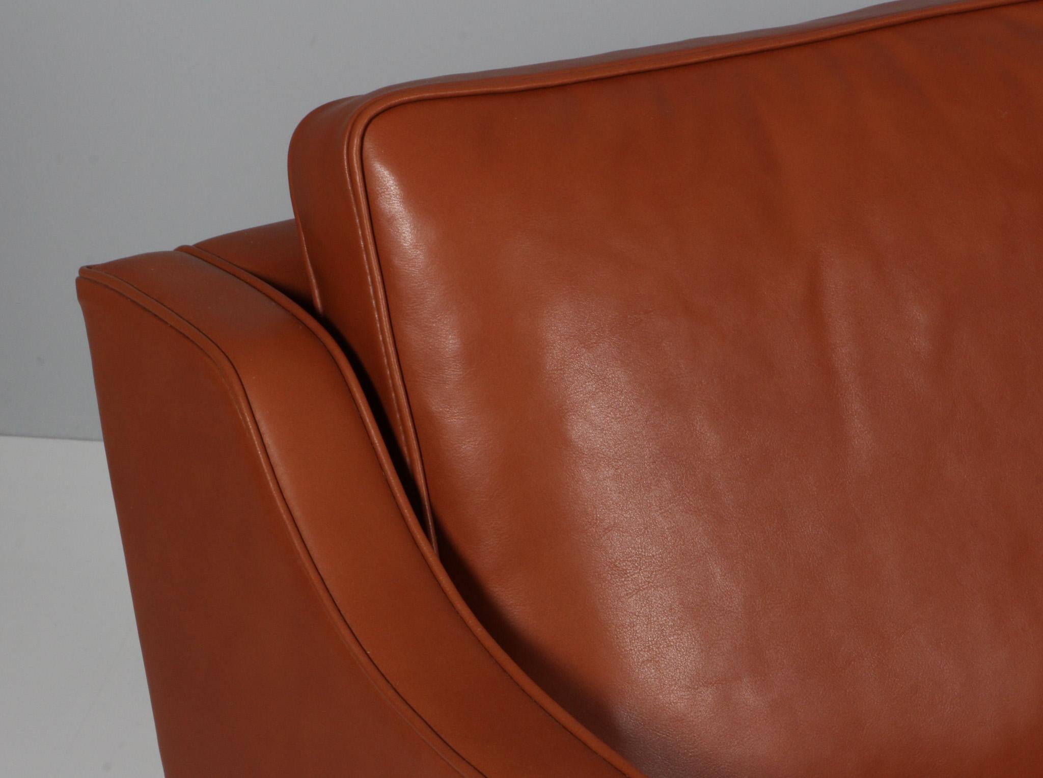 Scandinavian Modern Børge Mogensen Lounge Chair, Model 2321, cognac full grain