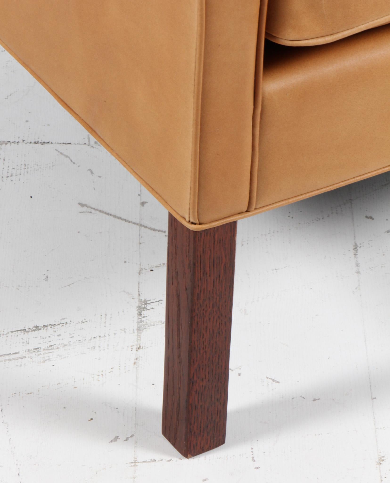 Danois Chaise longue Børge Mogensen, modèle 2321, cognac pleine fleur en vente
