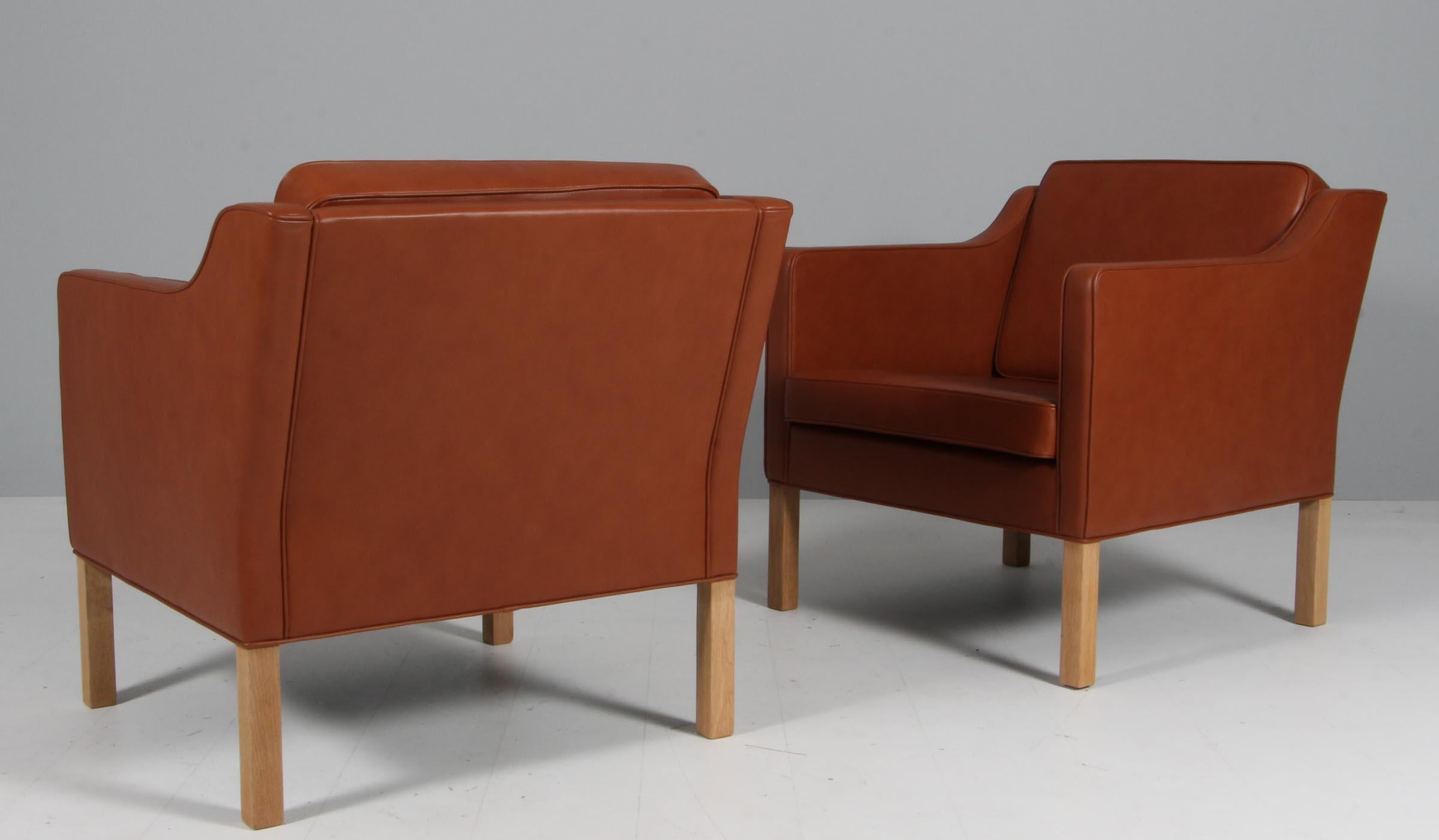 Mid-20th Century Børge Mogensen Lounge Chair, Model 2321, cognac full grain For Sale