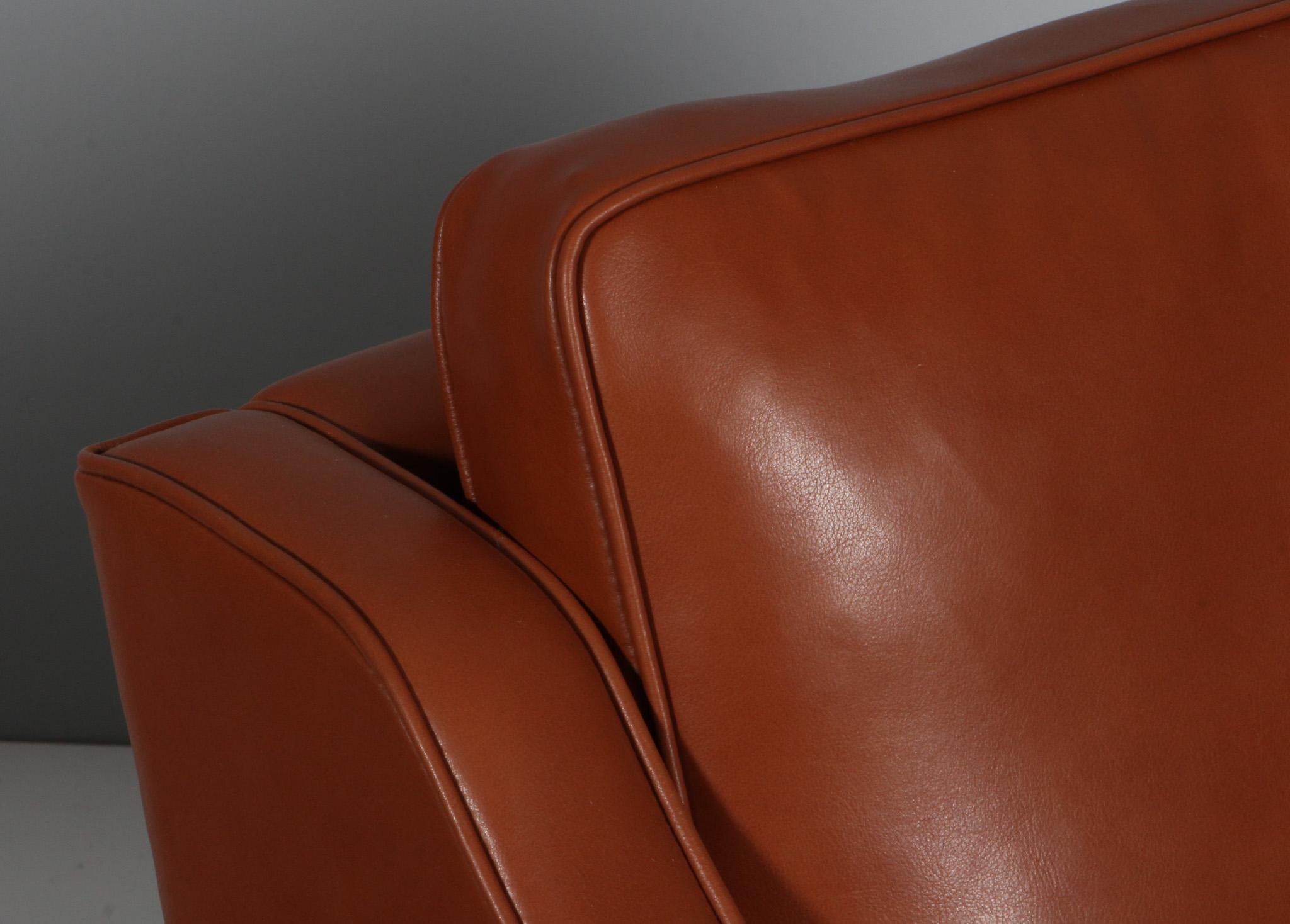 Mid-20th Century Børge Mogensen Lounge Chair, Model 2321, cognac full grain