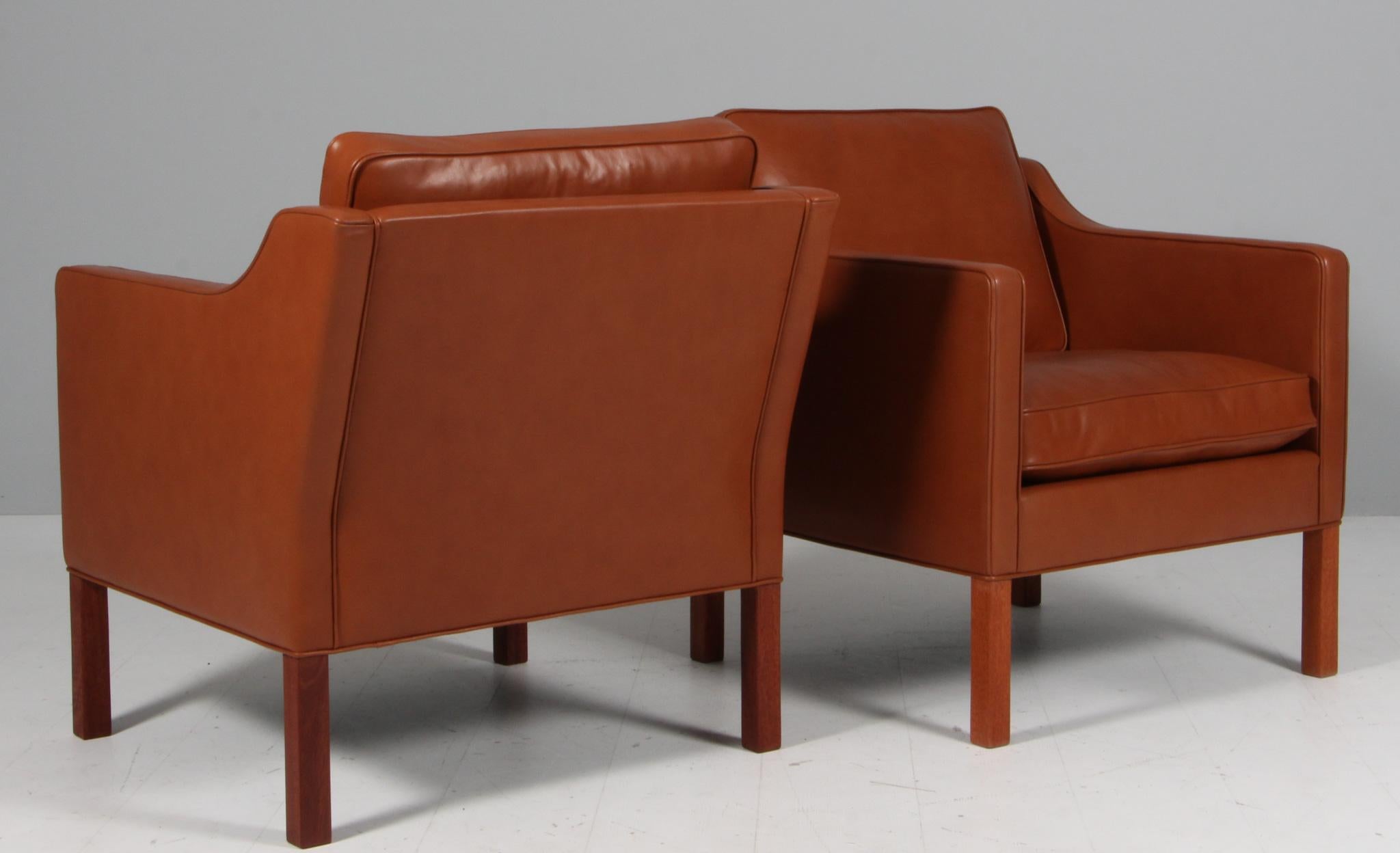 Leather Børge Mogensen Lounge Chair, Model 2321, cognac full grain