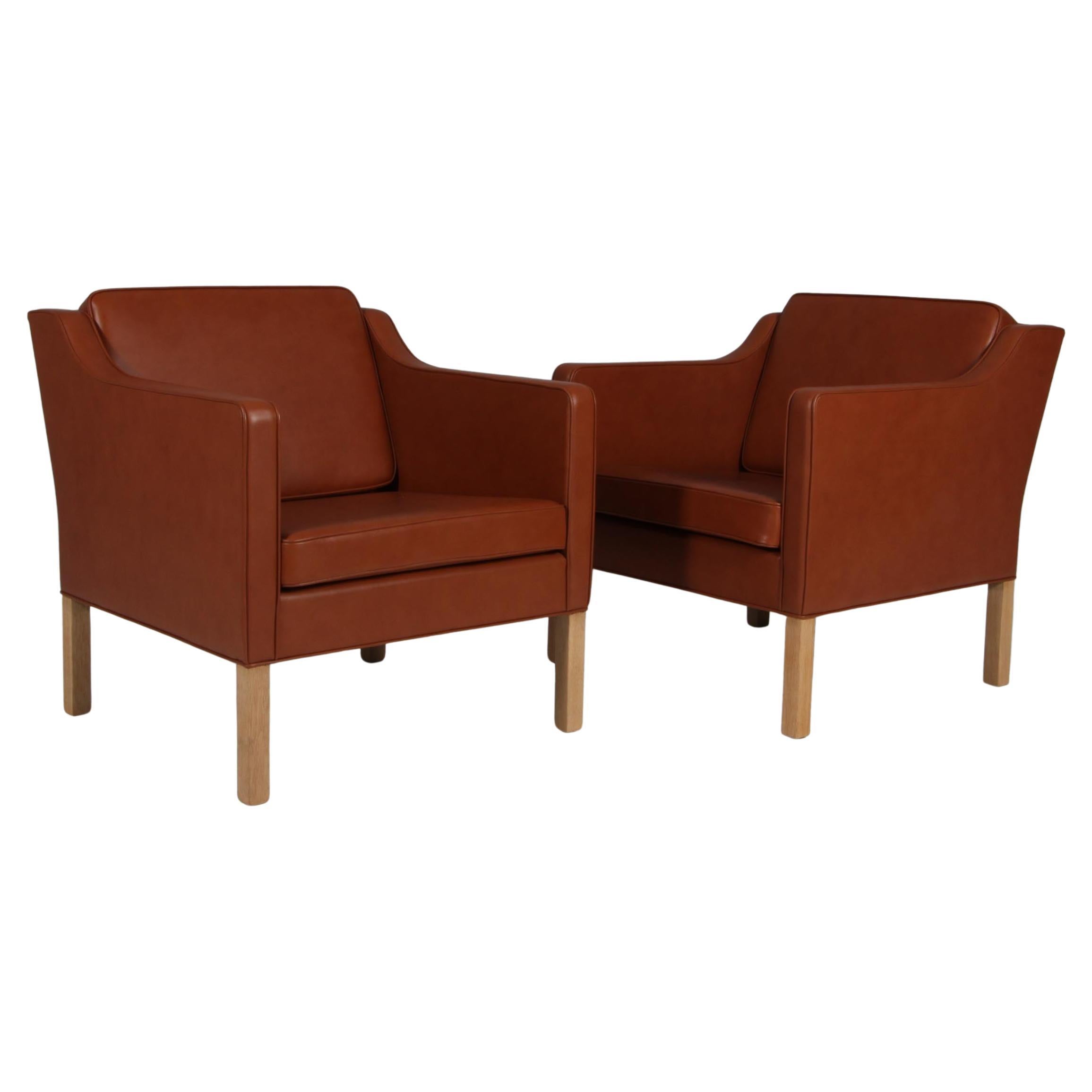Børge Mogensen Lounge Chair, Model 2321, cognac full grain For Sale