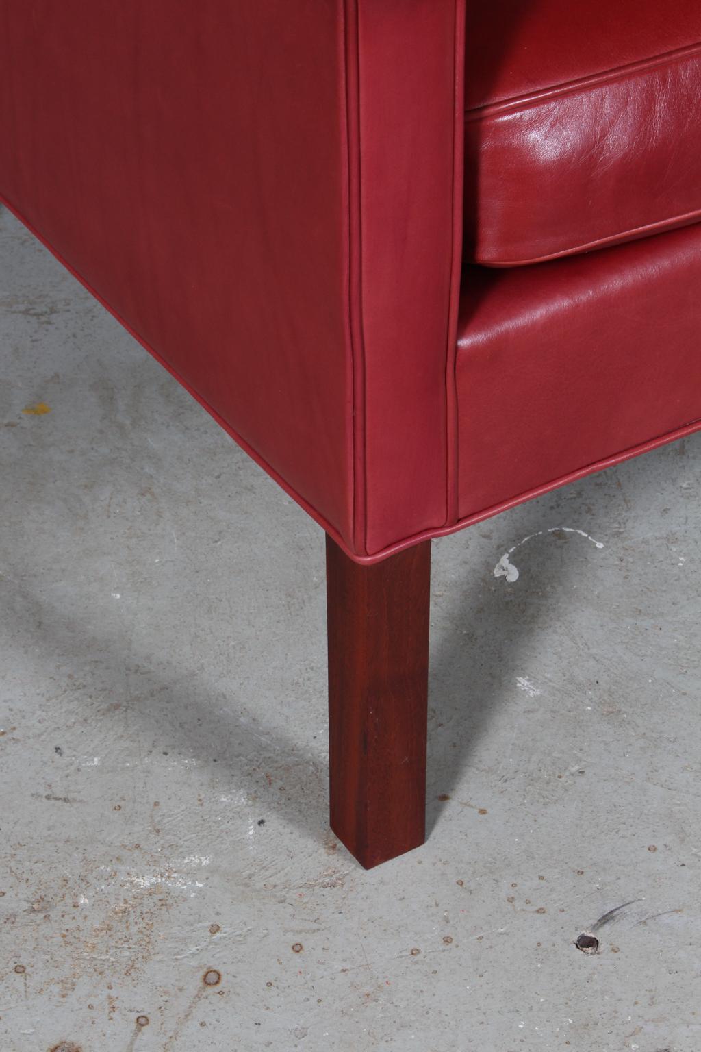 Børge Mogensen Lounge Chair, Model 2321, Indian Red Original Leather 3
