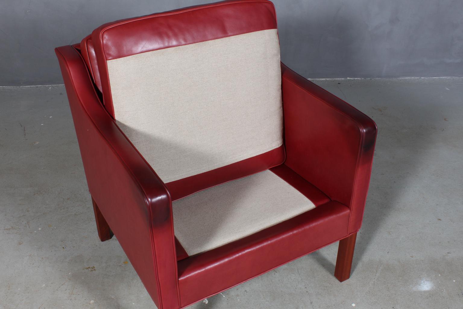 Børge Mogensen Lounge Chair, Model 2321, Indian Red Original Leather 4