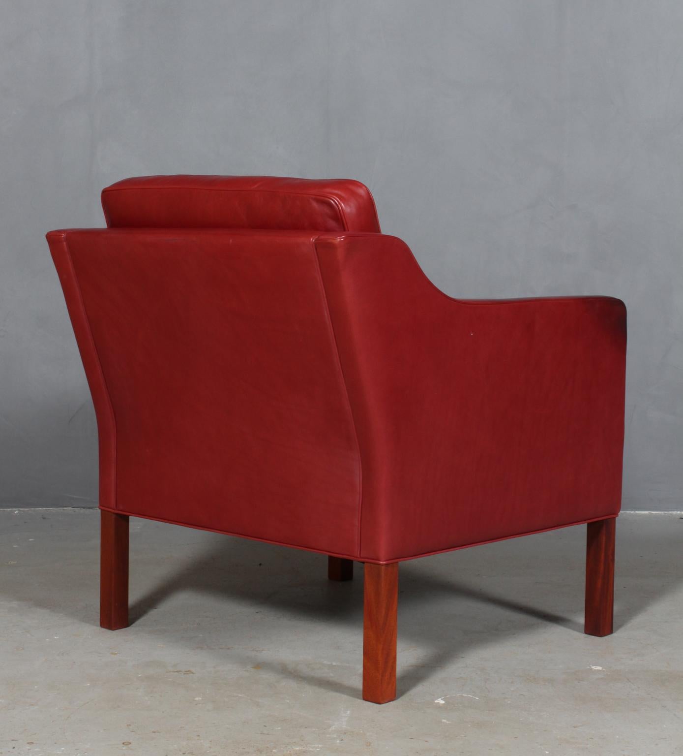 Danish Børge Mogensen Lounge Chair, Model 2321, Indian Red Original Leather