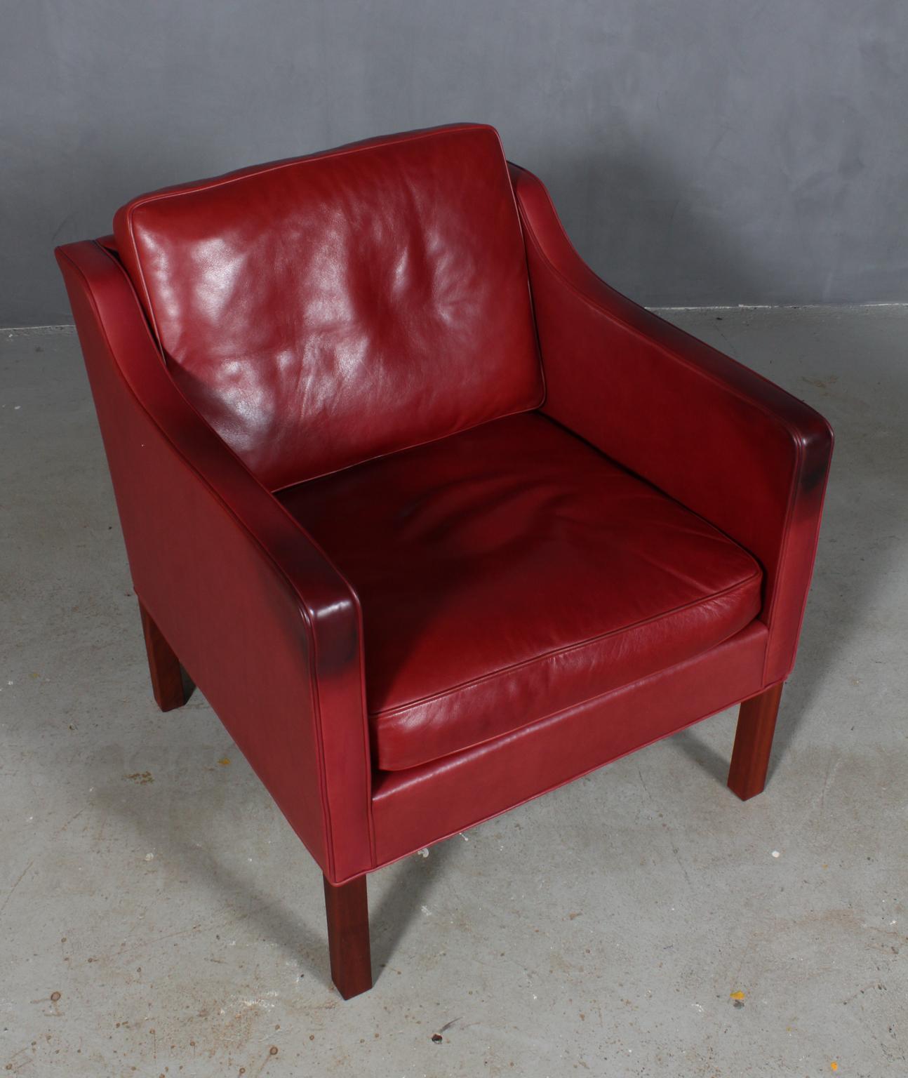 Børge Mogensen Lounge Chair, Model 2321, Indian Red Original Leather In Good Condition In Esbjerg, DK