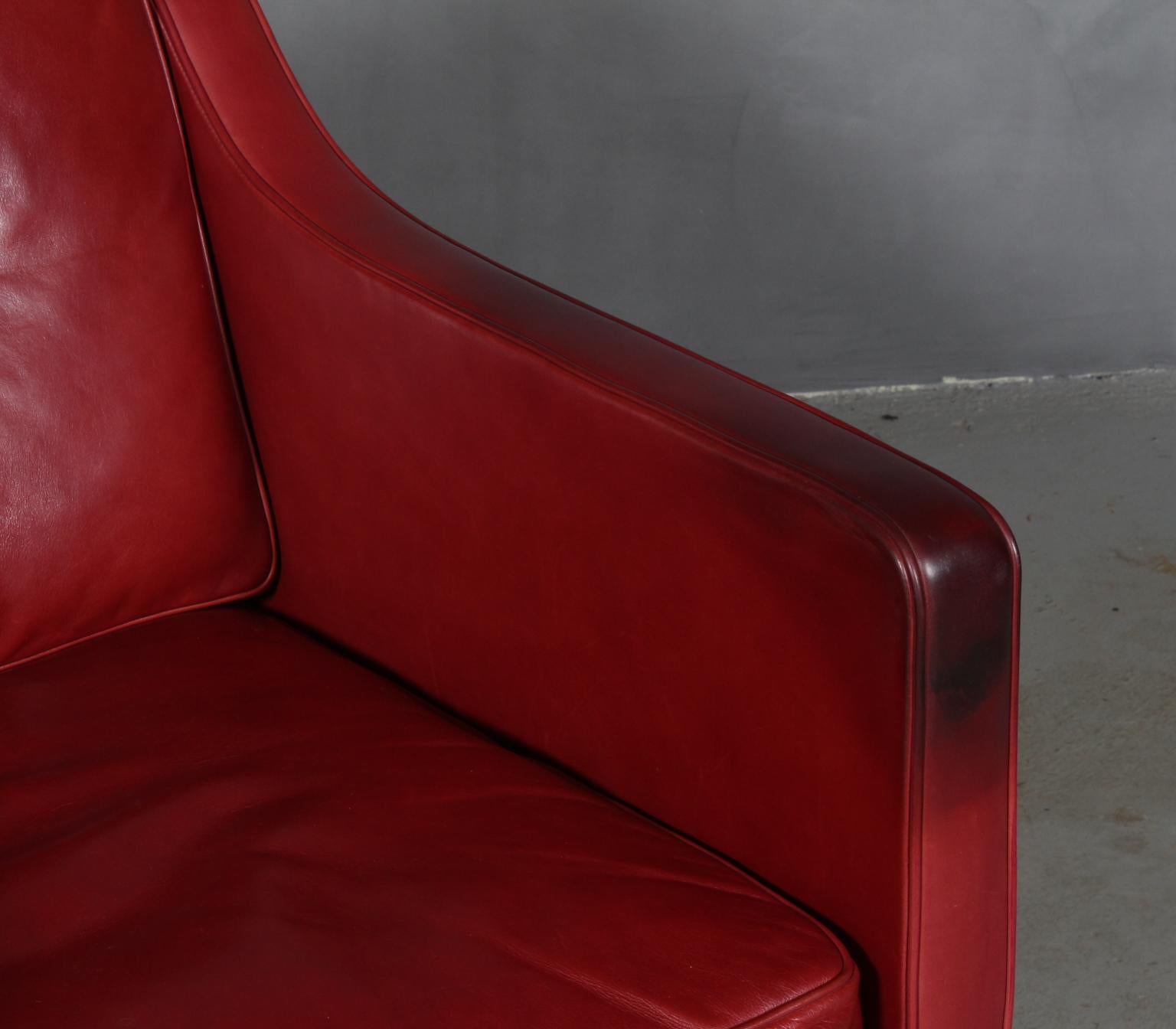 Mid-20th Century Børge Mogensen Lounge Chair, Model 2321, Indian Red Original Leather