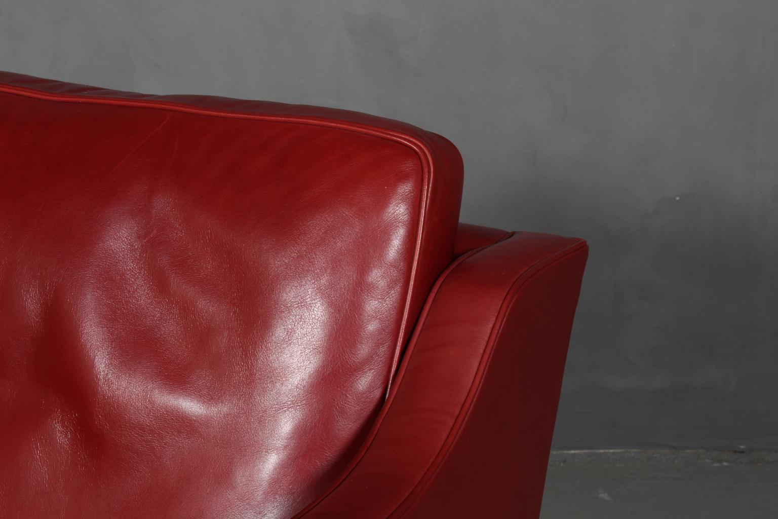 Børge Mogensen Lounge Chair, Model 2321, Indian Red Original Leather 1