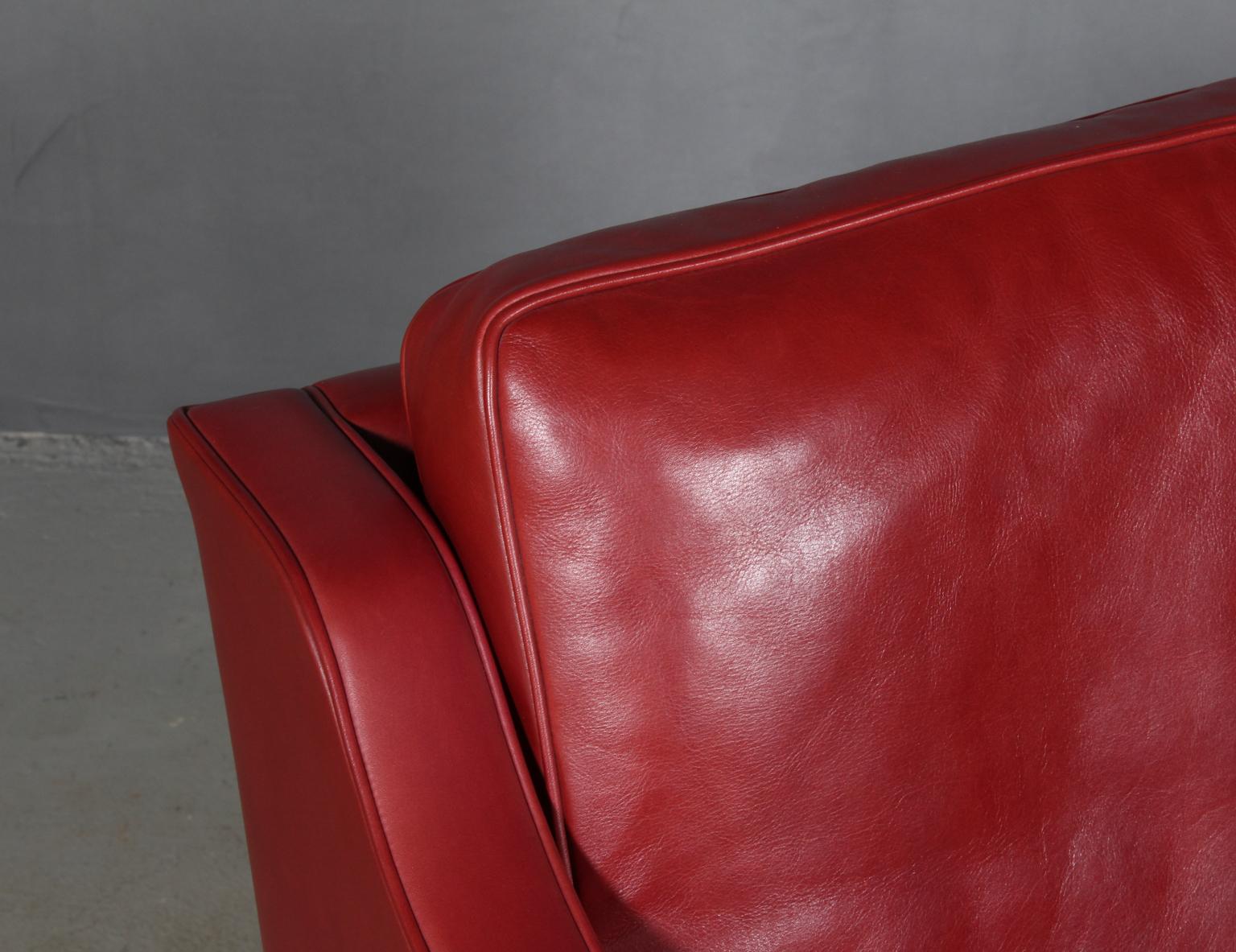 Børge Mogensen Lounge Chair, Model 2321, Indian Red Original Leather 2